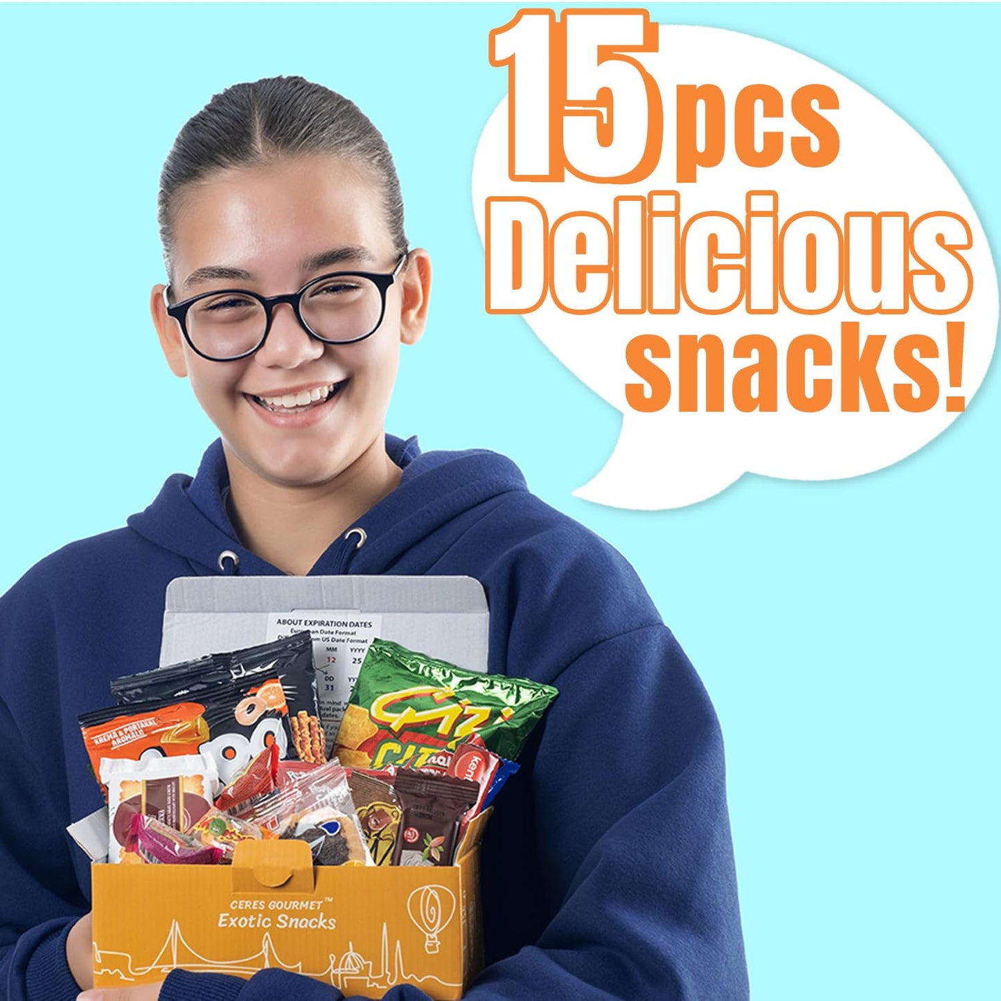 Exotic International Snack Box, 30-Piece Assortment of Snacks from Around the World |Office Snacking, Mystery Foreign Candy & Treats, Snacks Variety Pack for Adults, Kids, College and Students (Maxi)