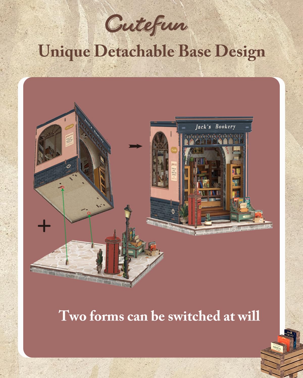 Cutefun Book Nook Kit, DIY Miniature House Kit for Adults, 3D Wooden Puzzle Mini House Building Kit with LED, Dollhouse Kit Bookshelf Insert Decor Creative Gifts for Teens (The Astrology Bookshop)