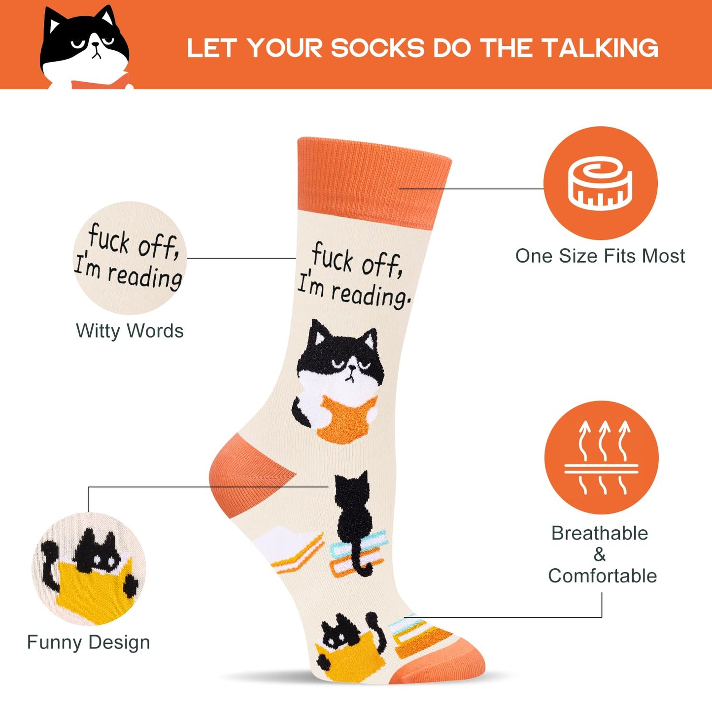Chaussettes "Foutez-moi la paix, je lis"