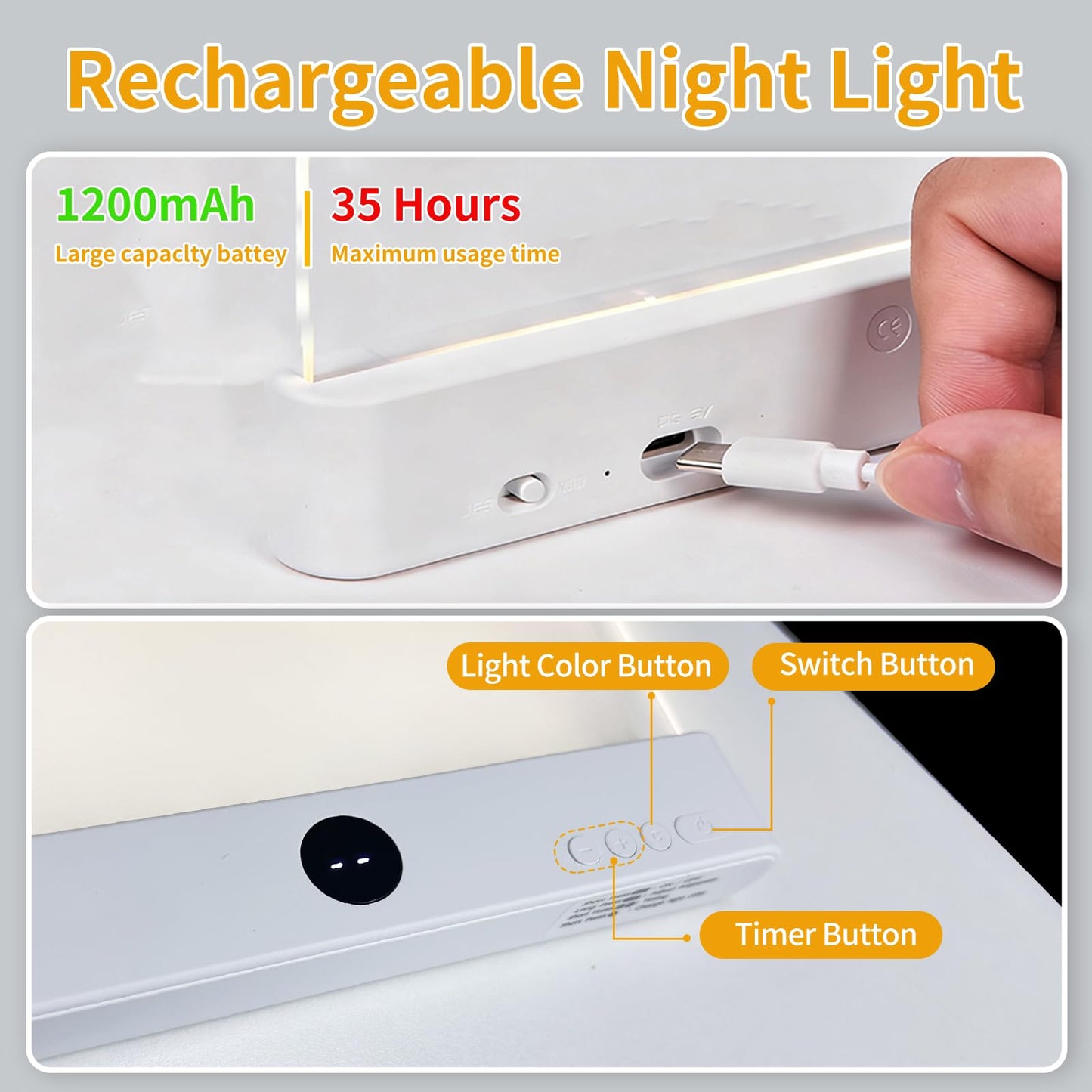 2-in-1 Flat Reading Light & Bedside Lamp with Timer