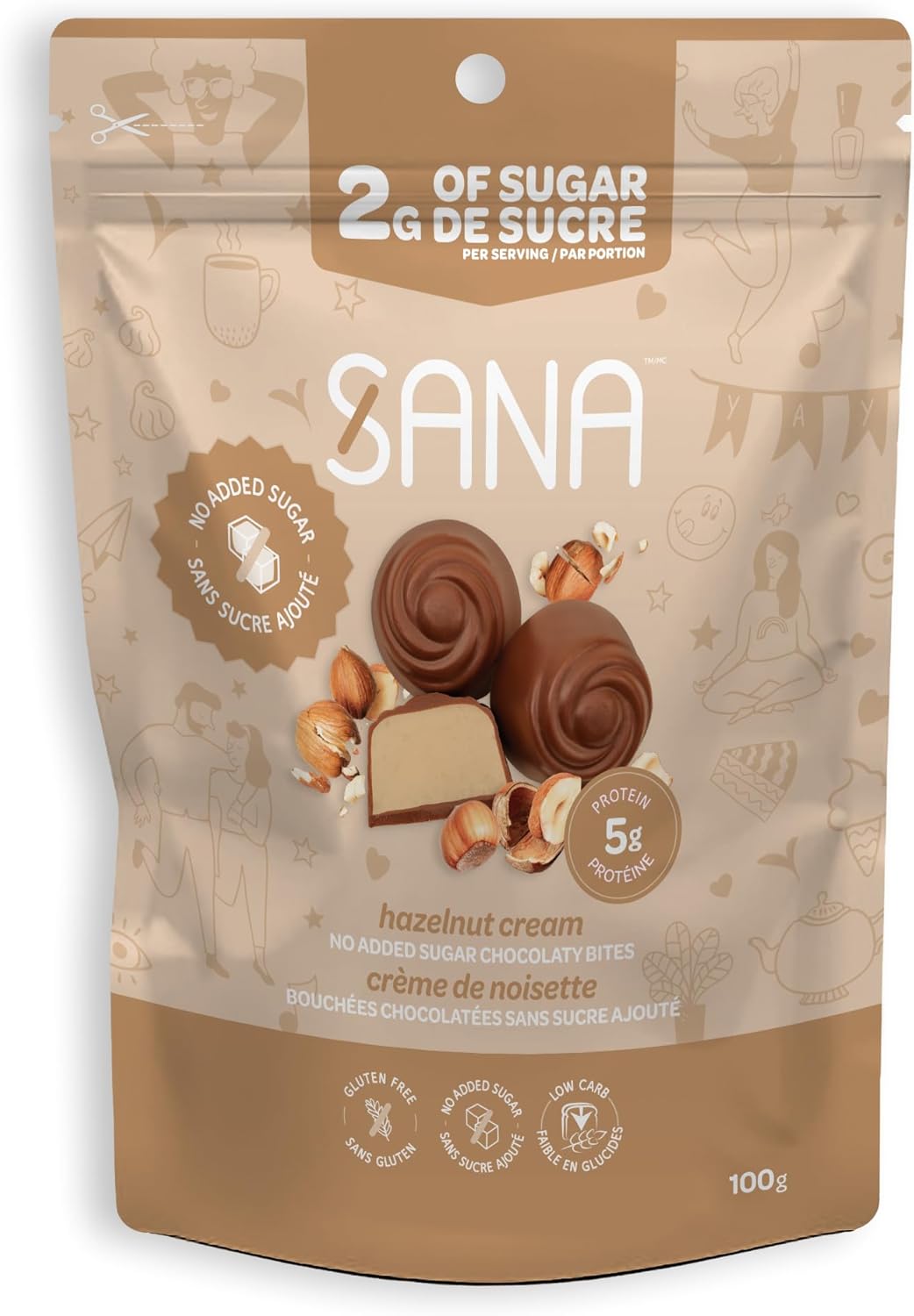 Sana Bites Chocolate Snack | Milk Chocolate Hazelnut Cream | Pack of 1