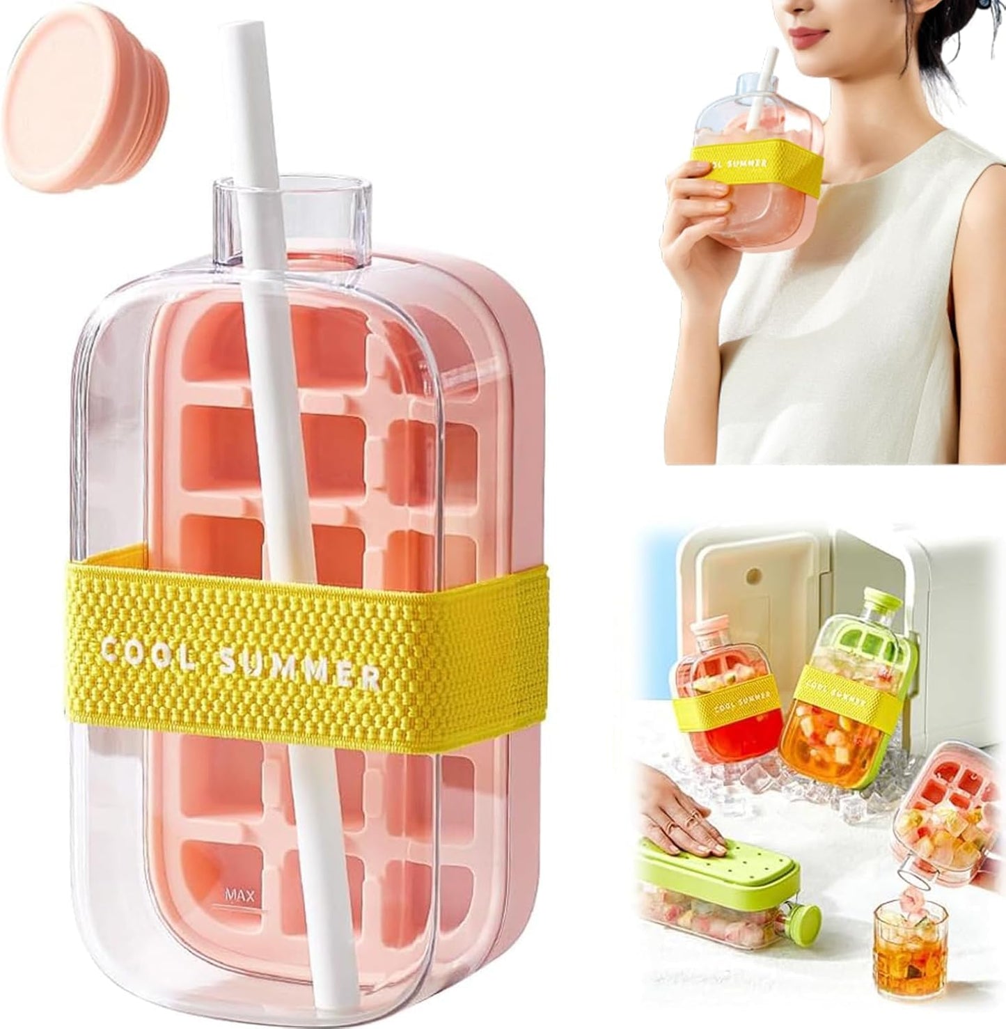 2 in 1 Ice Cube Drink Bottle & Portable Ice Cube Tray