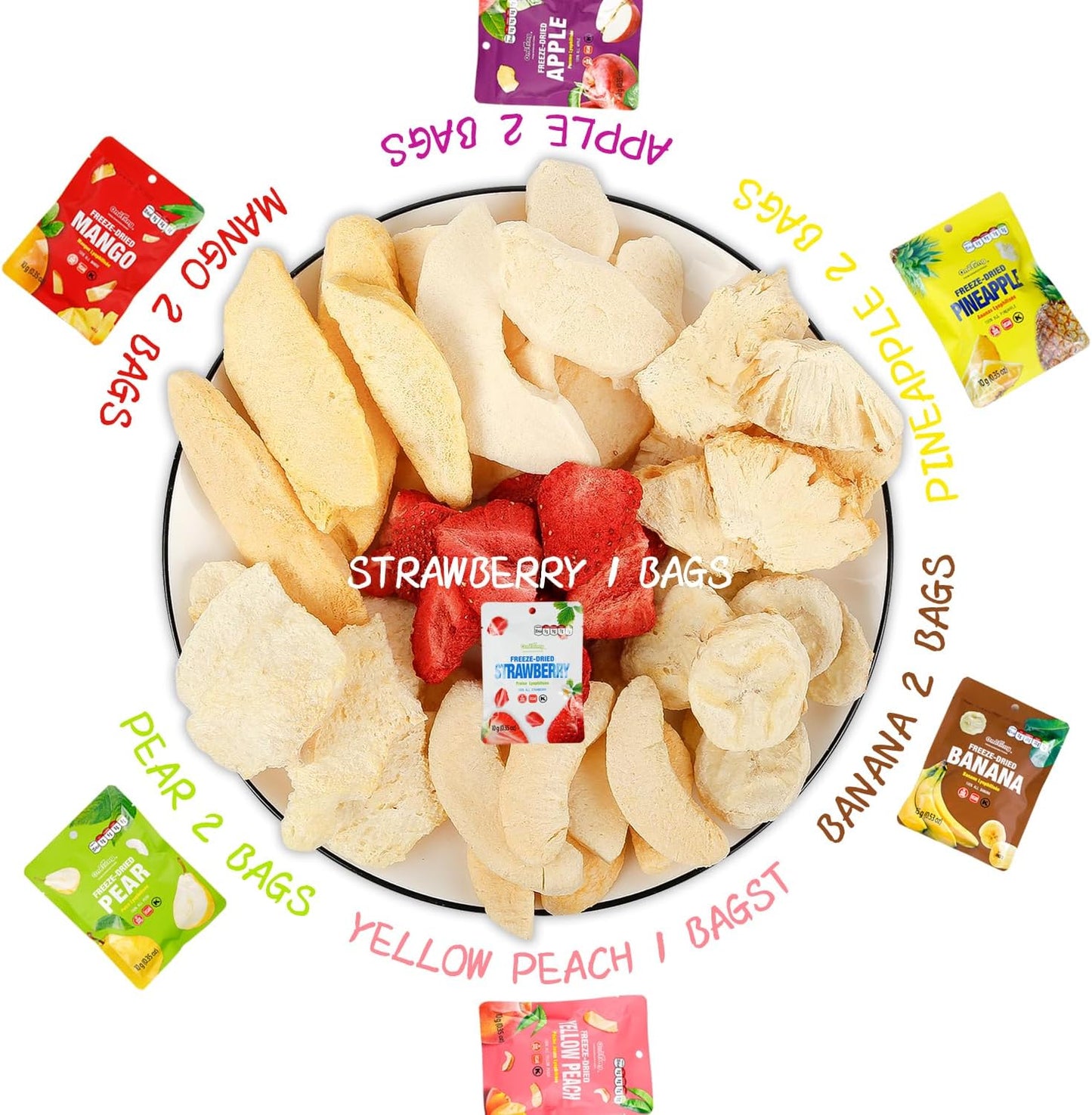 Fruits mélangés lyophilisés par Onetang - Pack de 12