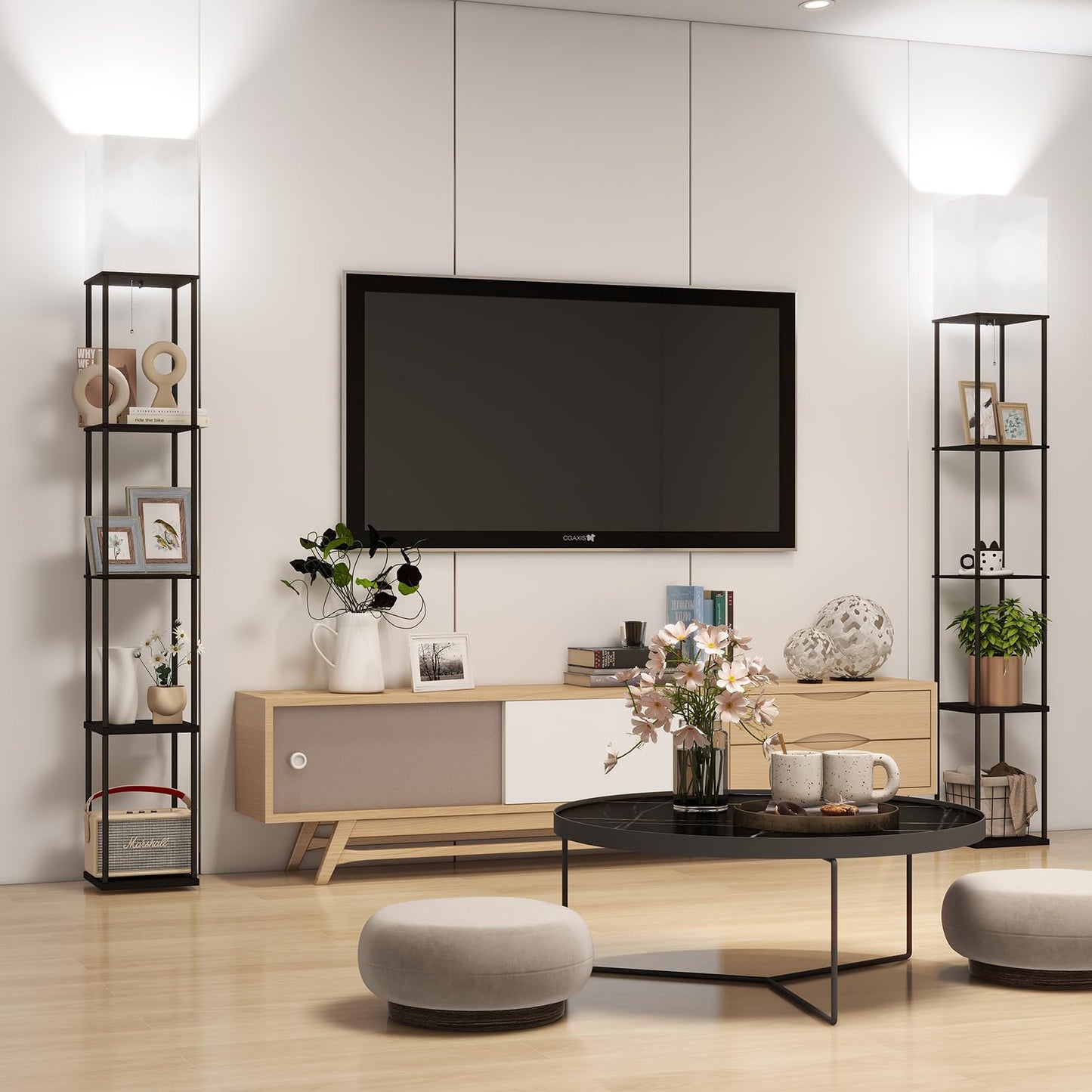 App-Controlled Smart Lightbulb Bookshelf Floor Lamp