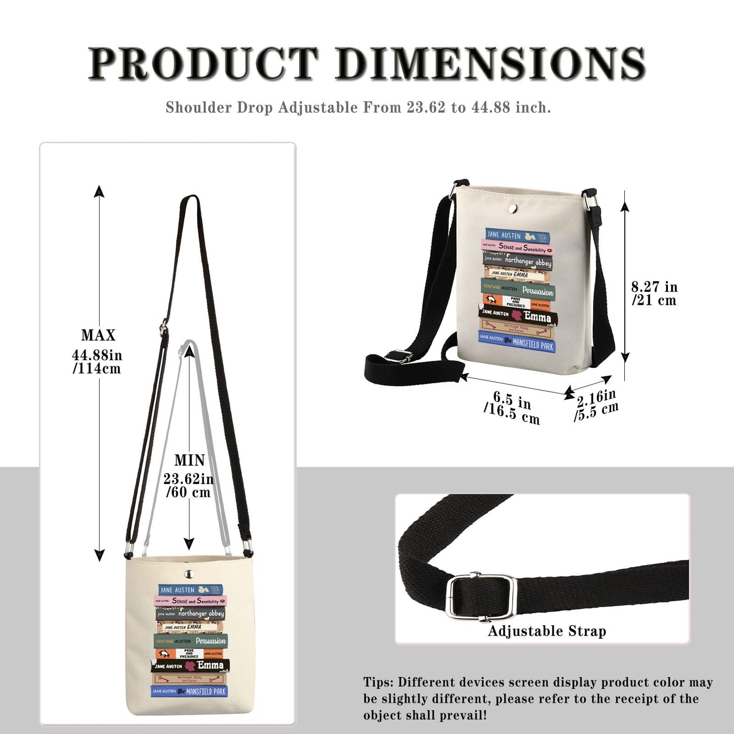 Classic Literature Gift Austen Book Club Gift Bookish Canvas Tote Bag for Book Lovers