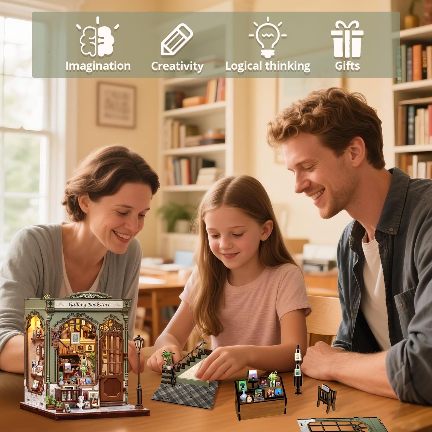 Cutefun Book Nook Kit, DIY Miniature House Kit for Adults, 3D Wooden Puzzle Mini House Building Kit with LED, Dollhouse Kit Bookshelf Insert Decor Creative Gifts for Teens (The Astrology Bookshop)