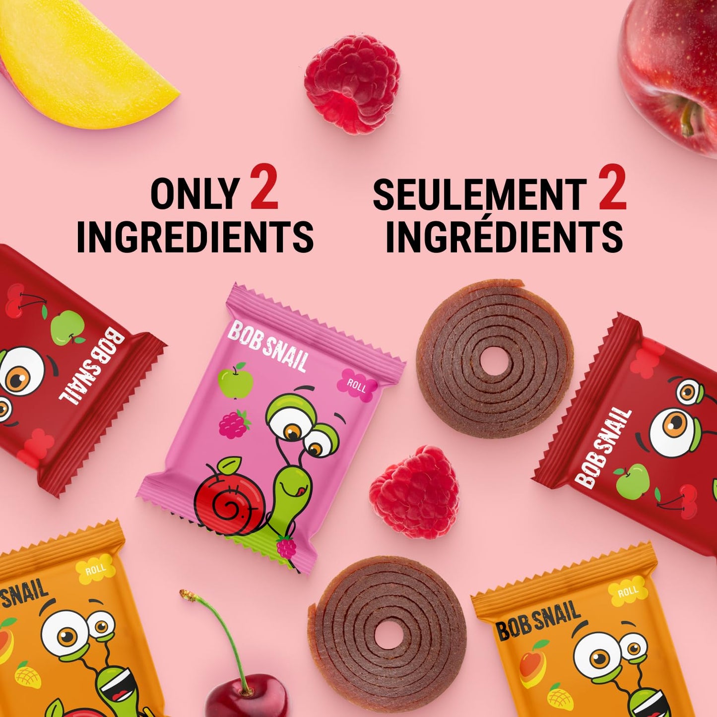 Bob Snail Fruit Roll Ups – Healthy Sweets Snacks, Real Dried Fruits, No Added Sugar, Vegan, Nut Free, Candy for Adults, Kids, with Blueberry, Raspberry, Strawberry – Bulk gift Box 80 pcs Rolls, 800g