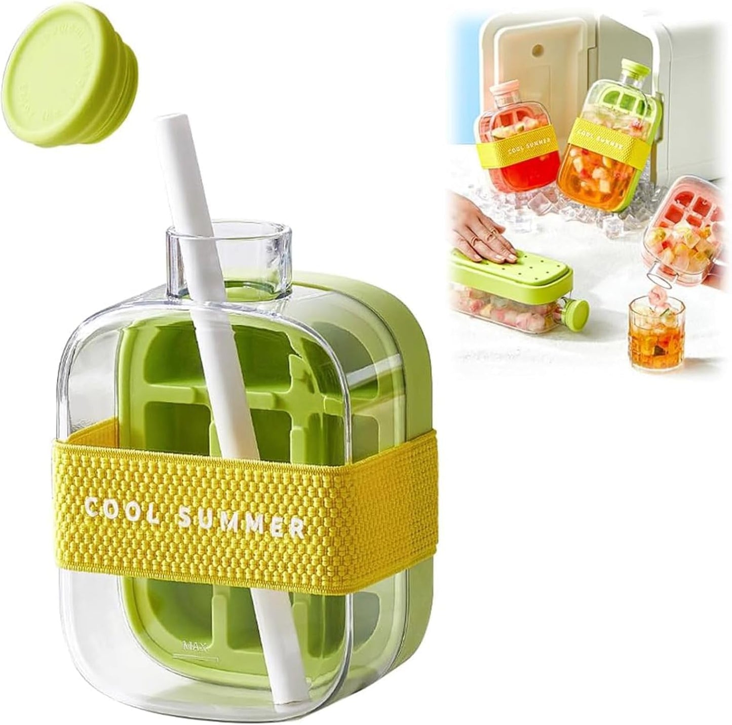 2 in 1 Ice Cube Drink Bottle & Portable Ice Cube Tray