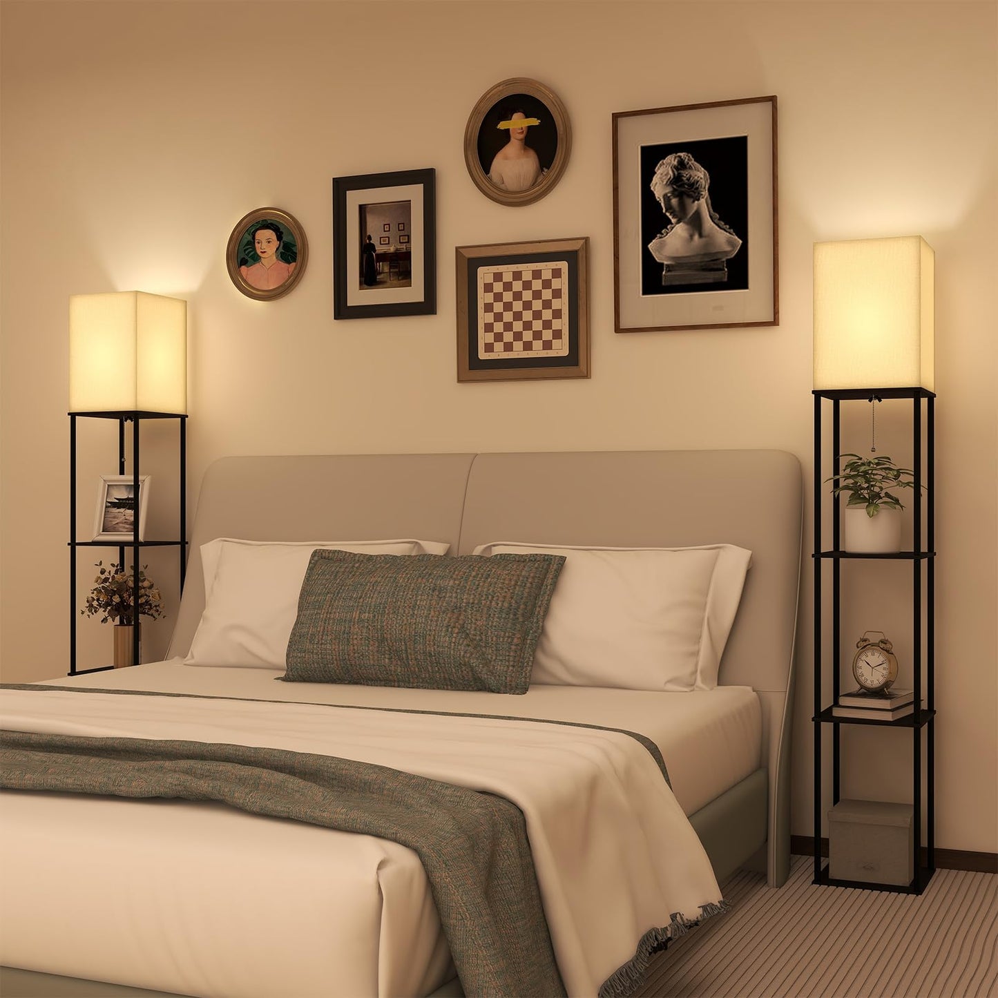 App-Controlled Smart Lightbulb Bookshelf Floor Lamp