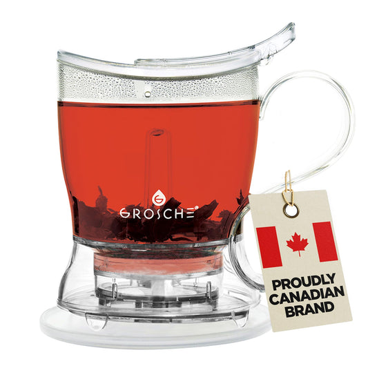GROSCHE Aberdeen Tea Infuser Teapot & Smart Tea Maker - BPA-Free, Drip-Free Design | Coaster | Easy Brew | Easy Clean Steeper - Ideal Herbal Tea Gift & Holiday Gifts for Tea Lovers, (17.7 oz - 525 ml)