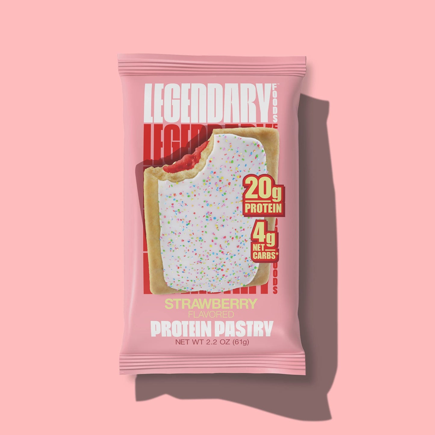 Legendary Foods 20 gr Protein Pastry | Low Carb Tasty Protein Bar Alternative | Keto Friendly | No Sugar Added | High Protein Snacks | On-The-Go Breakfast | Gluten Free Keto Food - Strawberry (10-Pack)