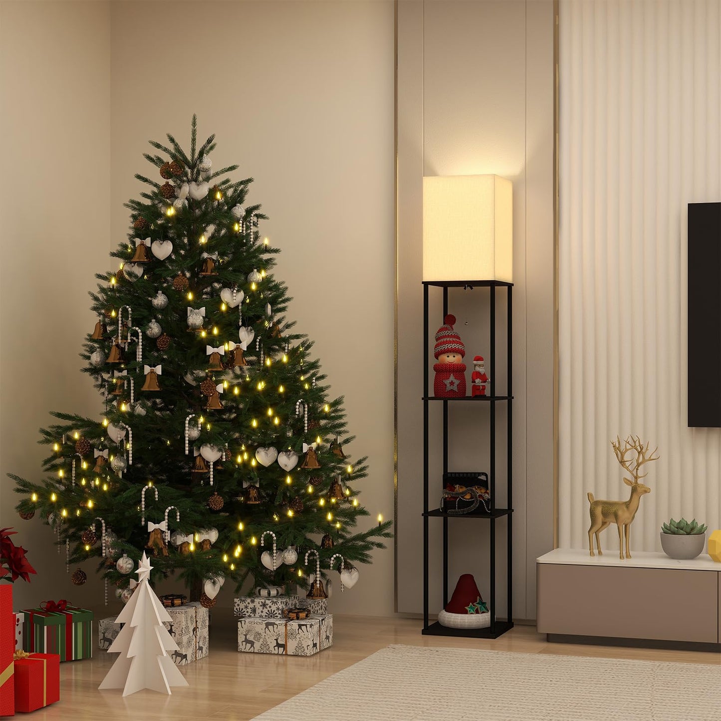 App-Controlled Smart Lightbulb Bookshelf Floor Lamp