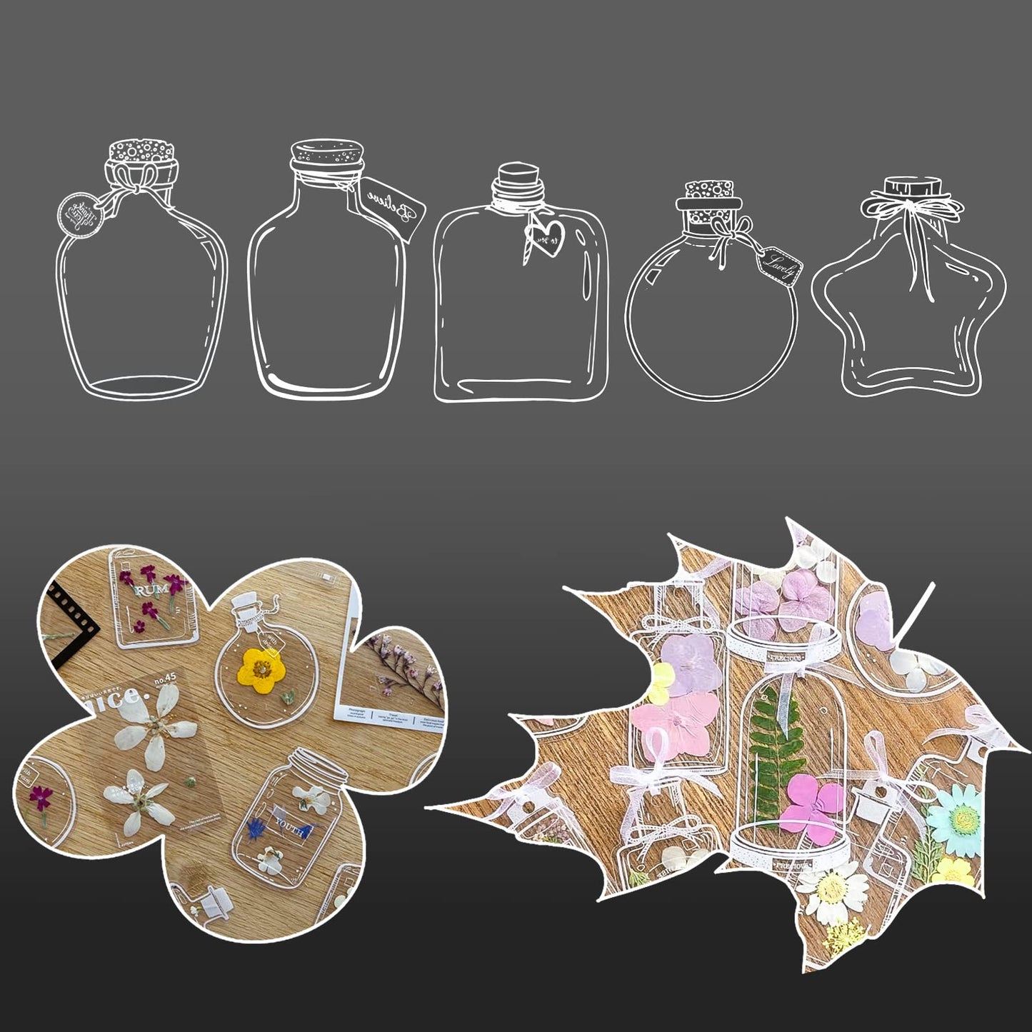 103PCS Bookmark Making Kit, Kaluofan DIY Bookmark Transparent Dried Flower Bookmarks Kit with Abundant Bottle Bookmarks Dried Flowers Tassels and Tweezer