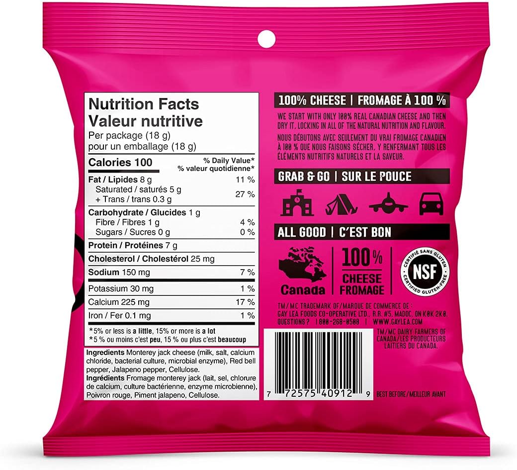 Ivanhoe Nothing But Cheese 100% Canadian Puffed Cheese Snacks (12x18g bags), Monterey Jack, 12 count