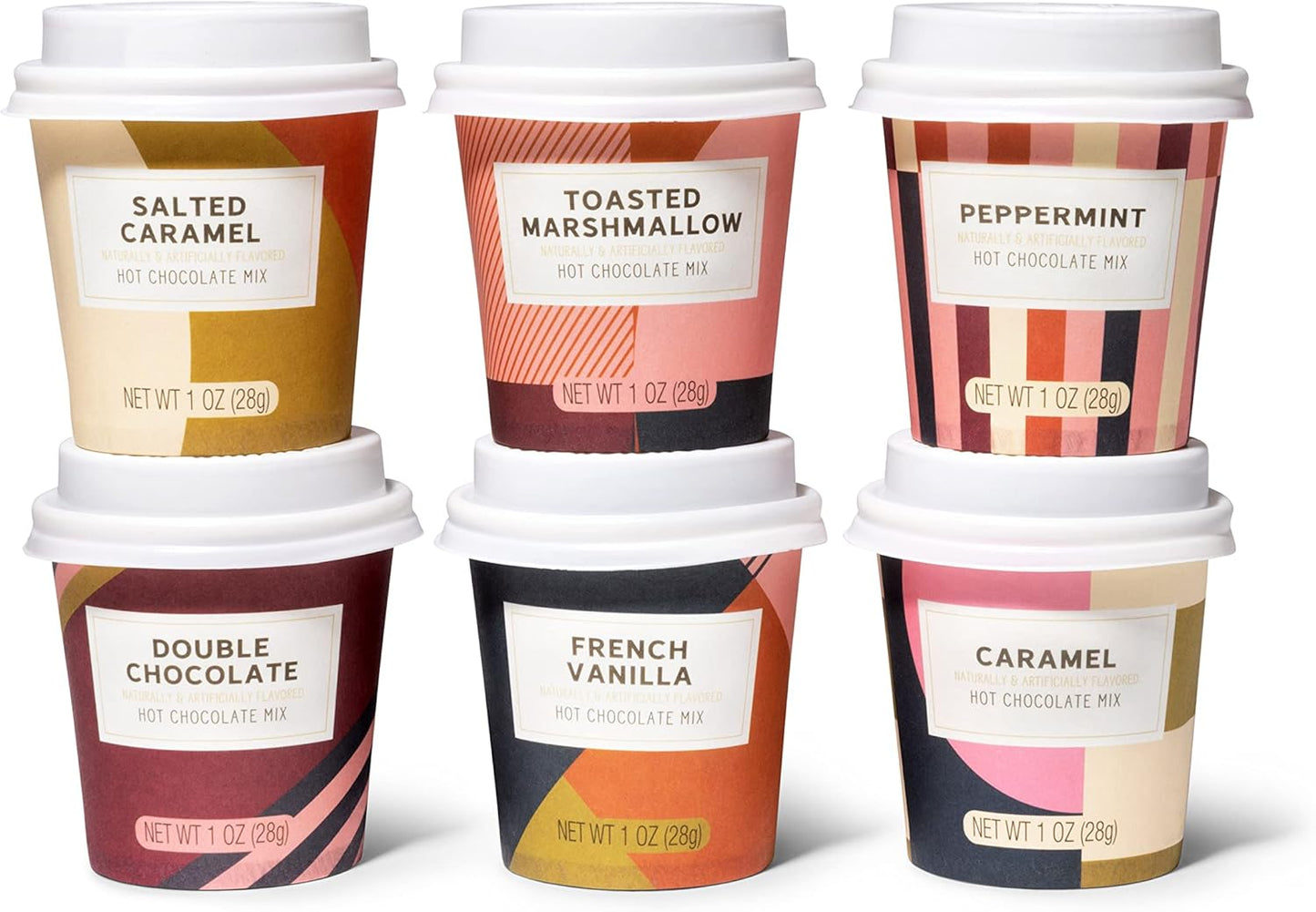 Bombombs Hot Chocolate Mix Gift Set, Hot Chocolate Mix in Mini Cup Packaging, Flavors Include Double Chocolate, French Vanilla, Peppermint, Salted Caramel and More, Set of 6