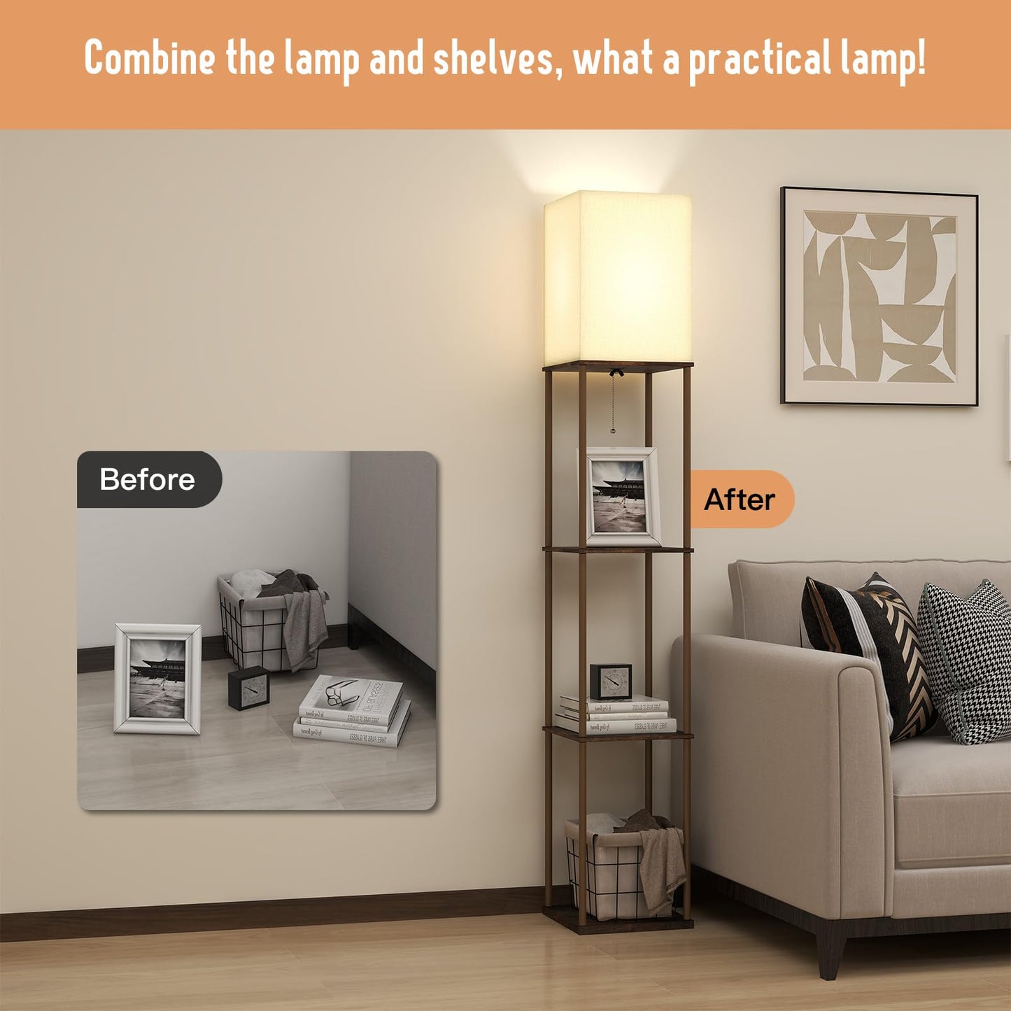App-Controlled Smart Lightbulb Bookshelf Floor Lamp