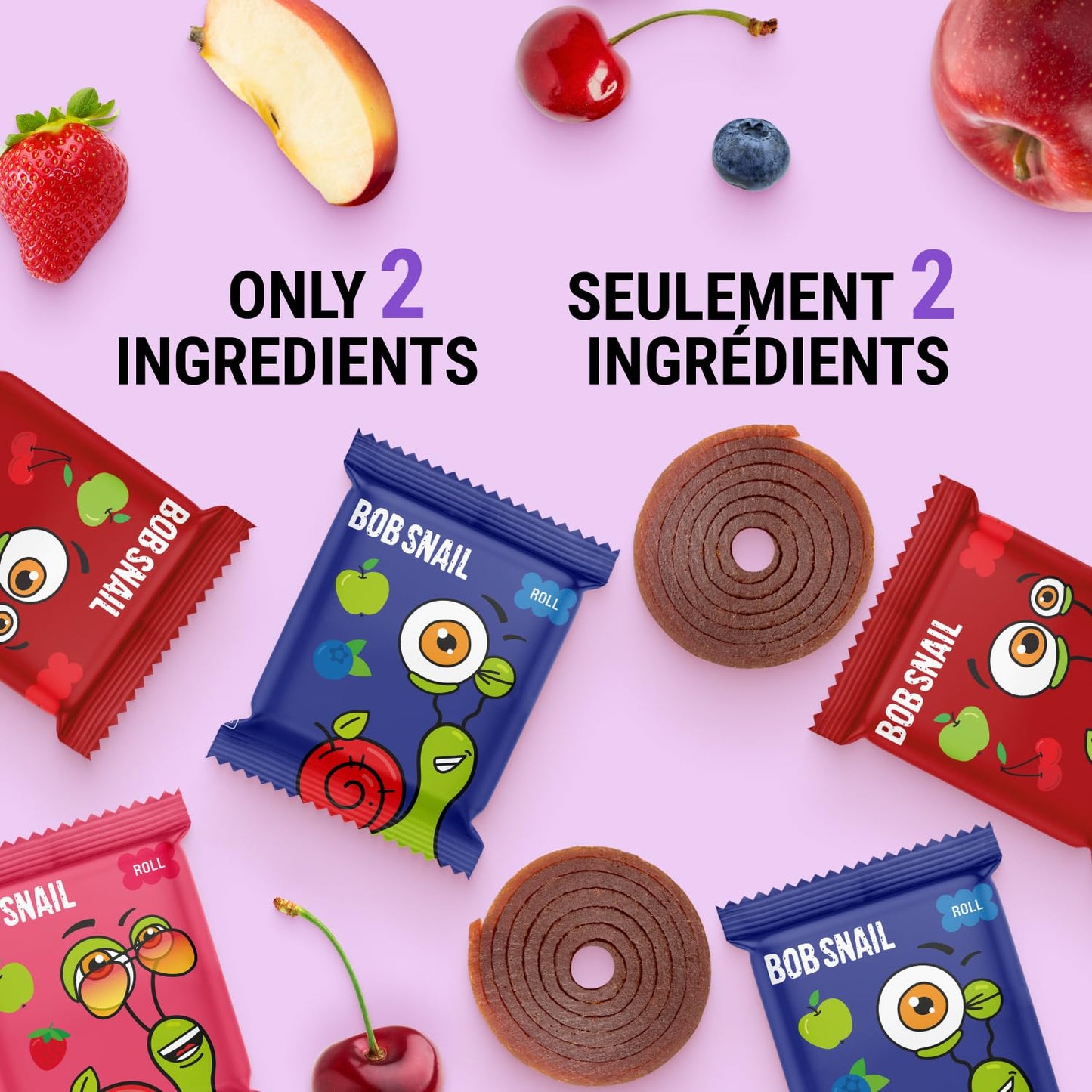 Bob Snail Fruit Roll Ups – Healthy Sweets Snacks, Real Dried Fruits, No Added Sugar, Vegan, Nut Free, Candy for Adults, Kids, with Blueberry, Raspberry, Strawberry – Bulk gift Box 80 pcs Rolls, 800g