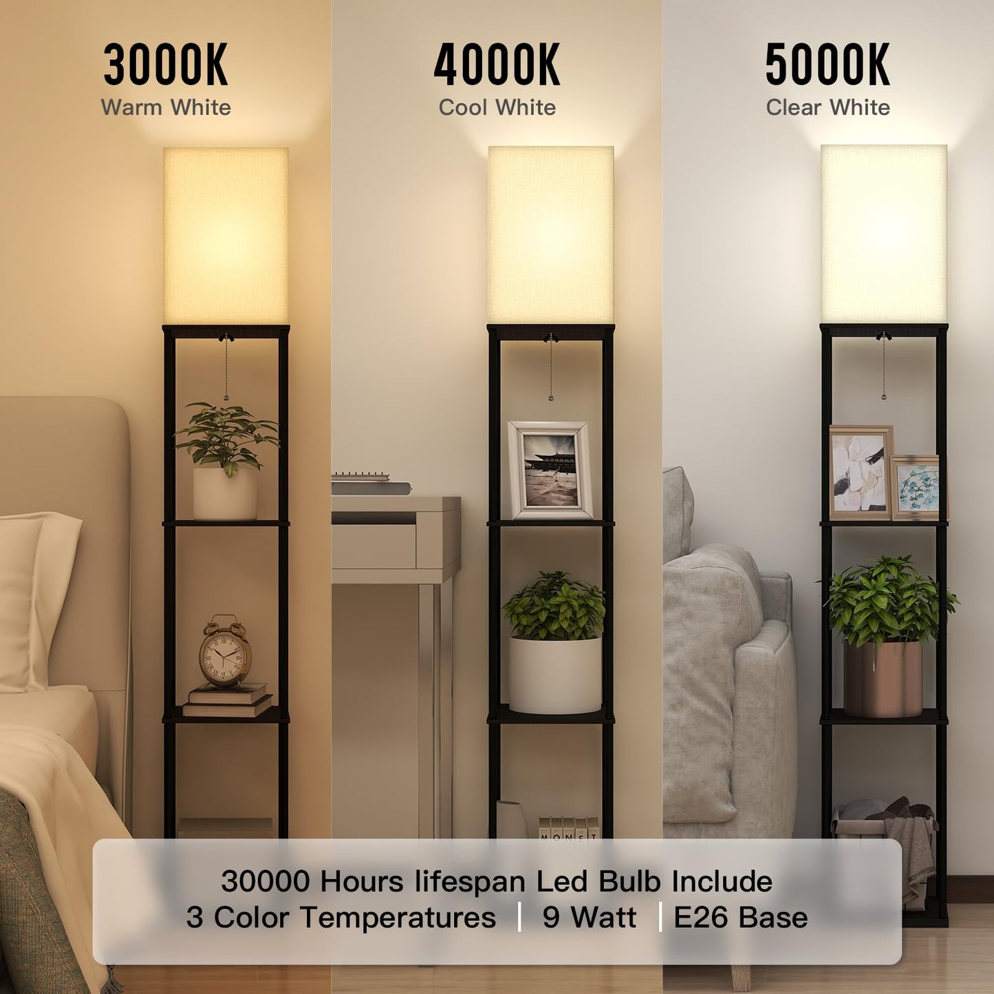 App-Controlled Smart Lightbulb Bookshelf Floor Lamp
