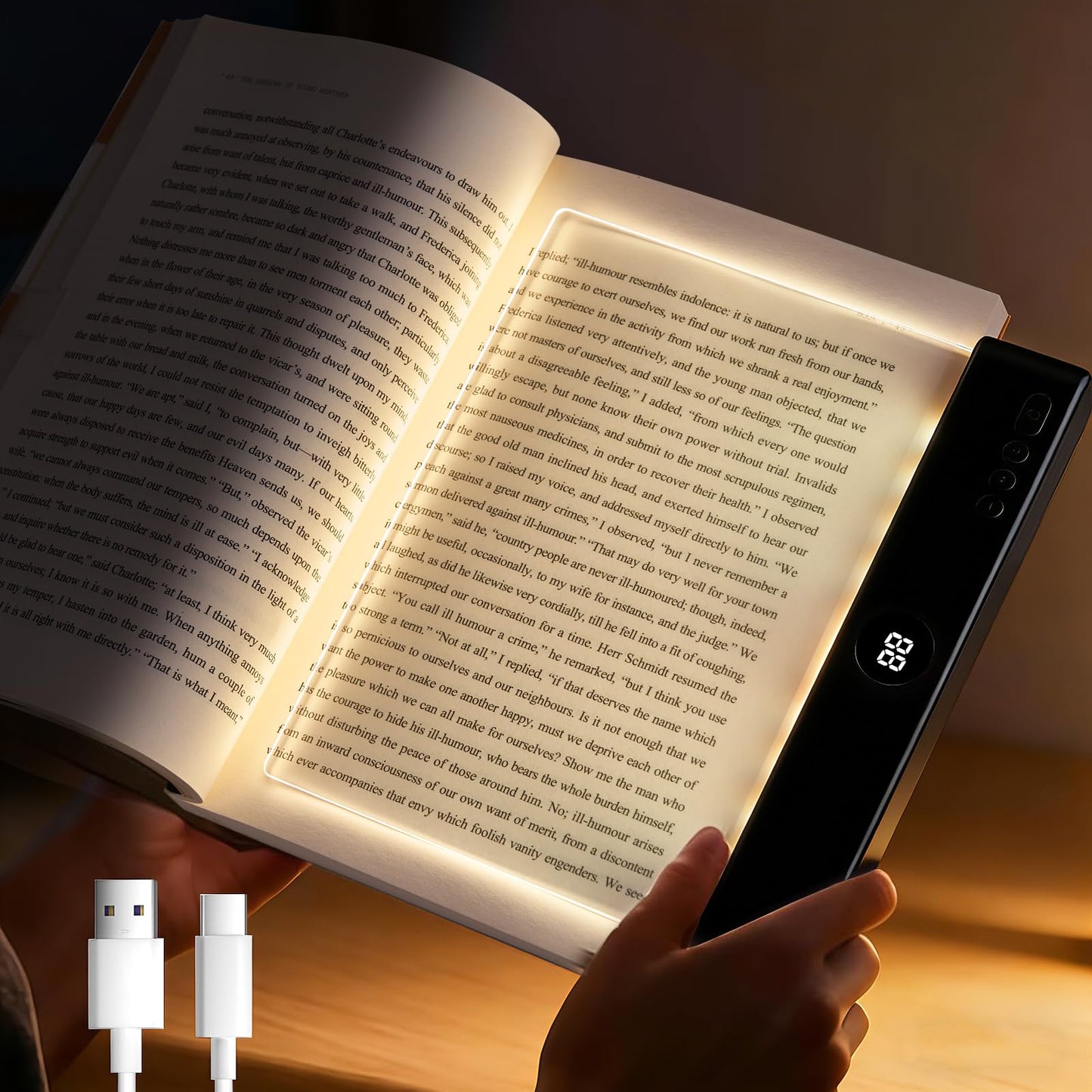 2-in-1 Flat Reading Light & Bedside Lamp with Timer