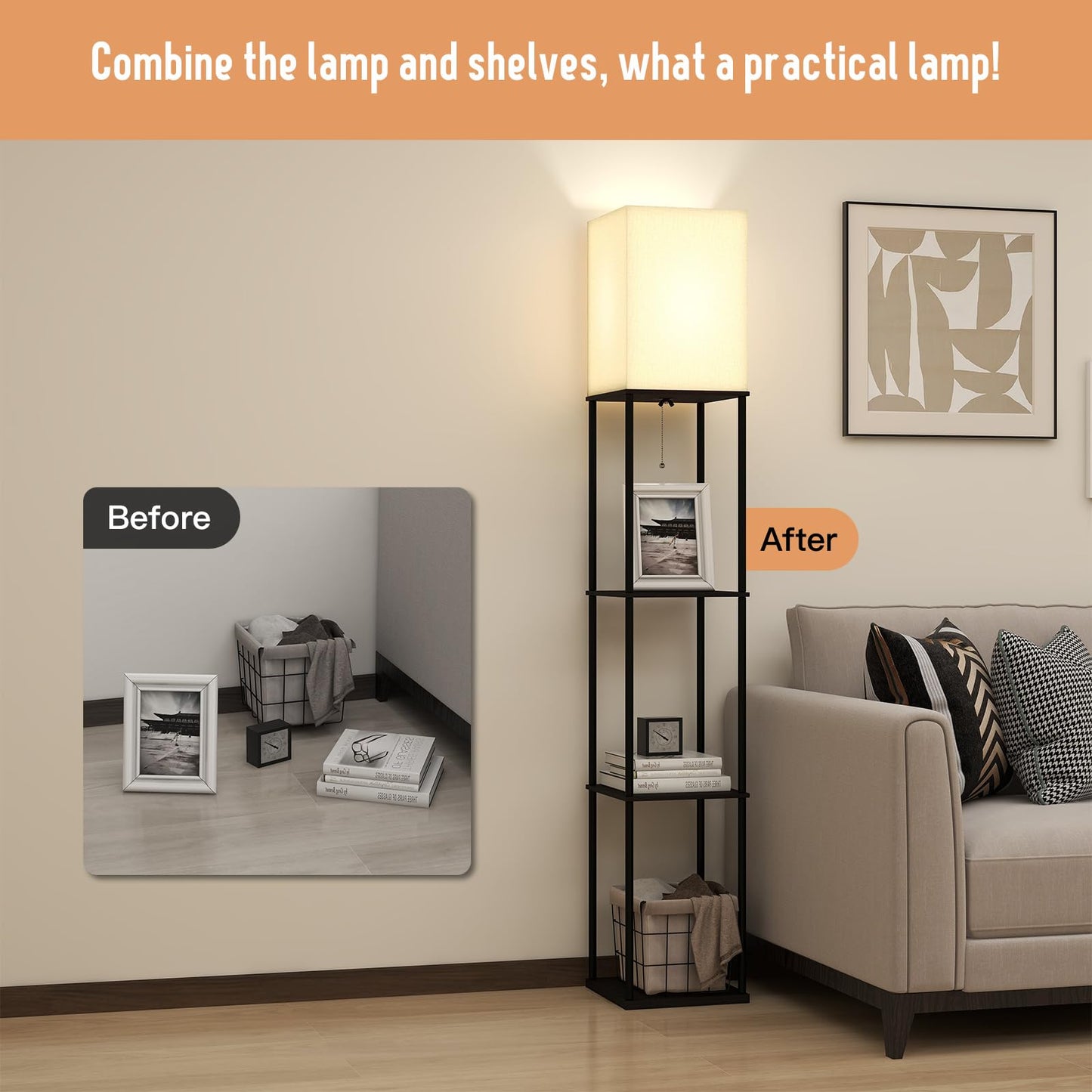 App-Controlled Smart Lightbulb Bookshelf Floor Lamp