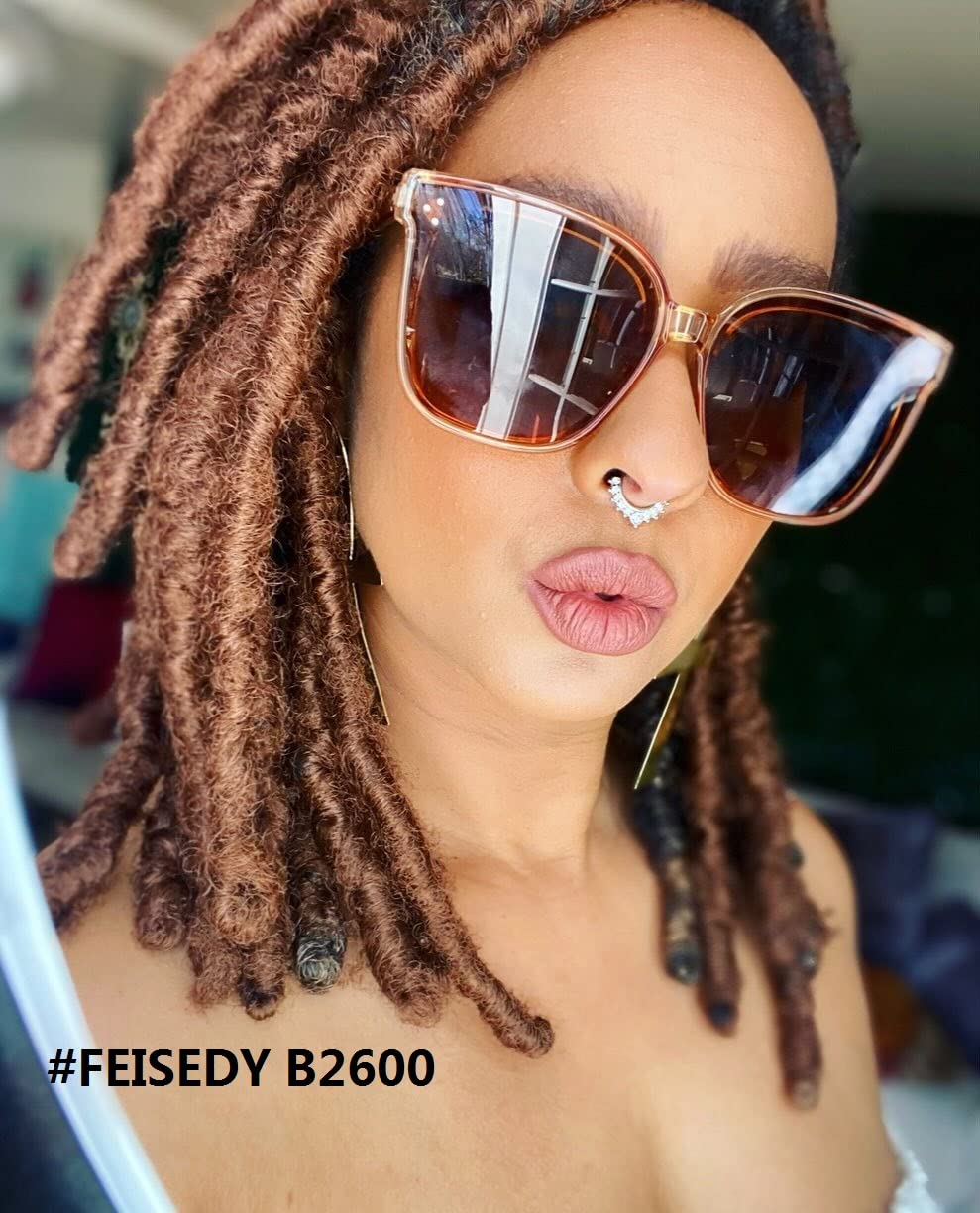 FEISEDY Lunettes de soleil polarisées carrées surdimensionnées rétro pour femmes et hommes, style minimaliste B2600