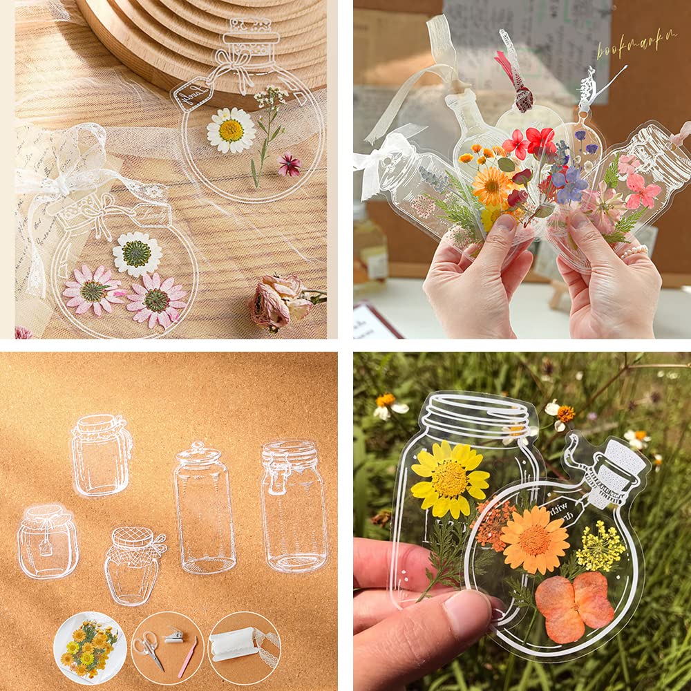 103PCS Bookmark Making Kit, Kaluofan DIY Bookmark Transparent Dried Flower Bookmarks Kit with Abundant Bottle Bookmarks Dried Flowers Tassels and Tweezer