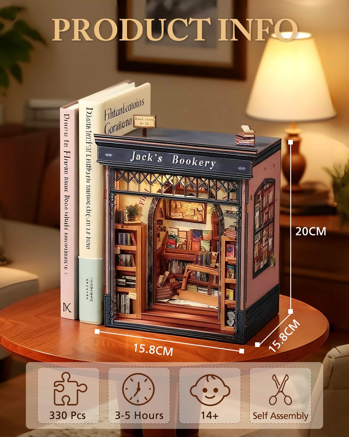 Cutefun Book Nook Kit, DIY Miniature House Kit for Adults, 3D Wooden Puzzle Mini House Building Kit with LED, Dollhouse Kit Bookshelf Insert Decor Creative Gifts for Teens (The Astrology Bookshop)