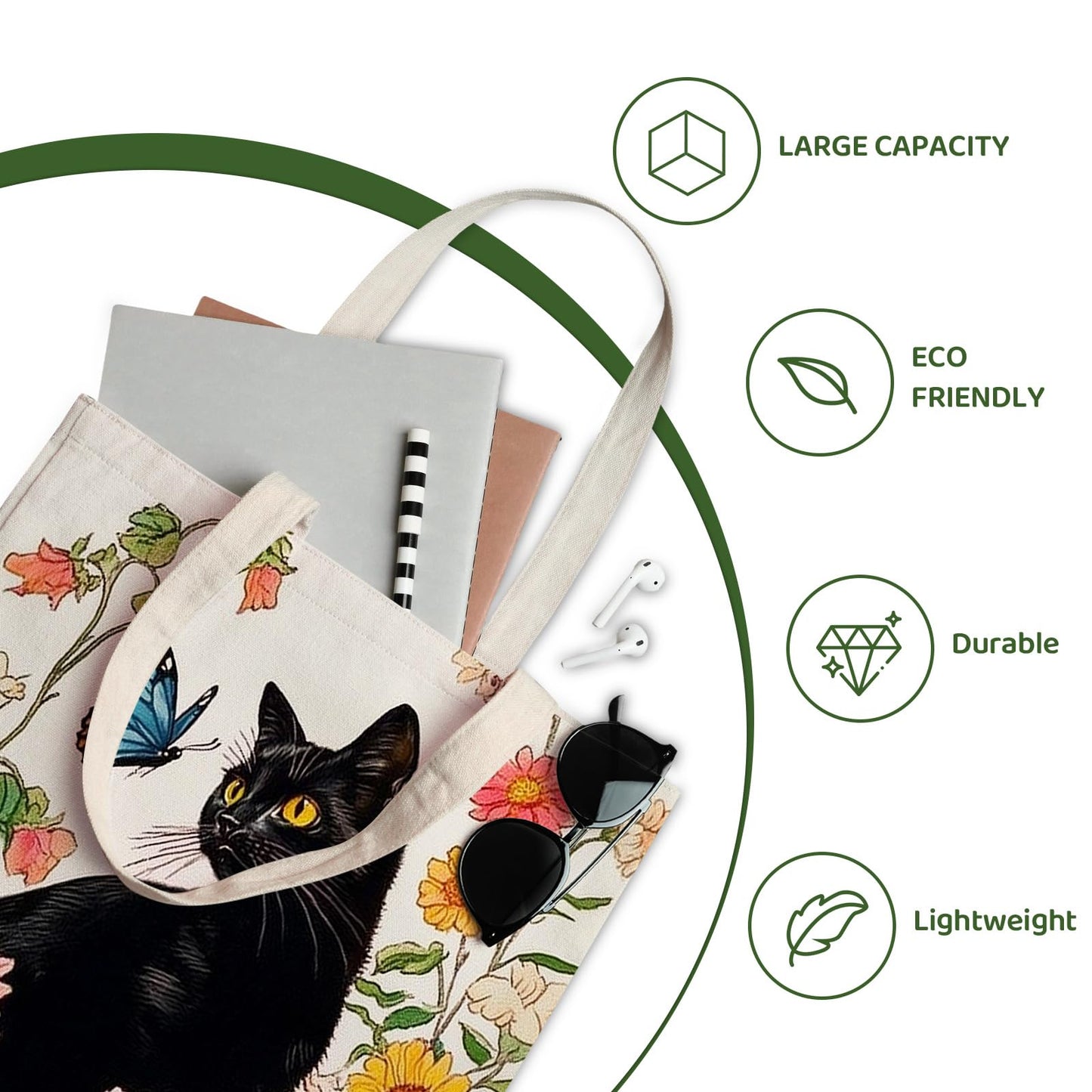 Wazzio Aesthetic Lot de 2 Sacs Fourre-Tout en Toile avec Trousse de Maquillage, Sacs de Courses Réutilisables pour le Shopping, la Salle de Sport, les Voyages, le Travail, les Vacances