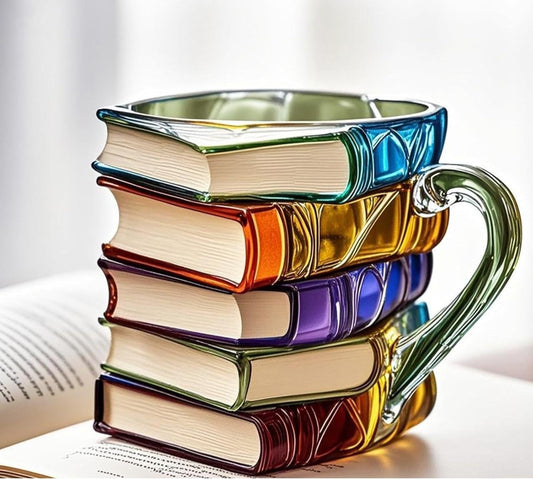 3D Stacked Books Coffee Mug,2026 Upgrade Painted Book Mug - to Colourful Novelty Book Lover for Teachers & Literary Friends, Ideal Book-Themed Tea Cup (D)