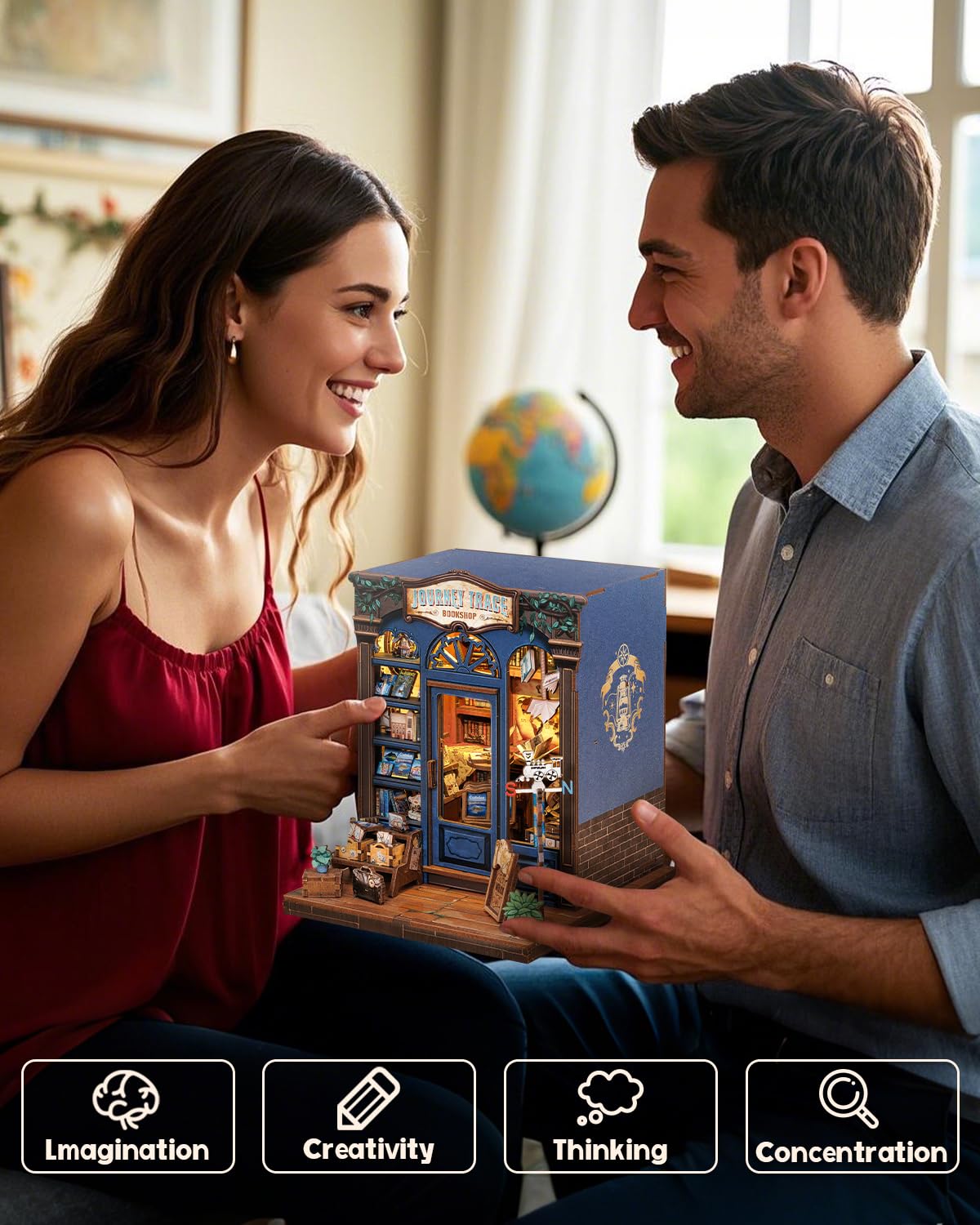 Cutefun Book Nook Kit, DIY Miniature House Kit for Adults, 3D Wooden Puzzle Mini House Building Kit with LED, Dollhouse Kit Bookshelf Insert Decor Creative Gifts for Teens (The Astrology Bookshop)