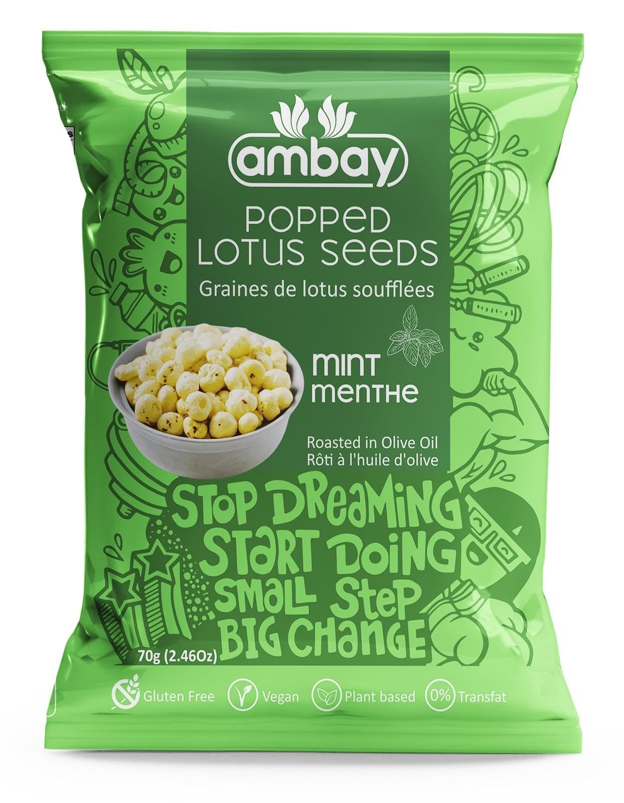 Ambay Popped Lotus Seeds, 70g, Trans-Fat Free, Gluten-Free, Vegan, Roasted in Olive Oil, 6 Flavours (Himalayan Pink Salt & Pepper)