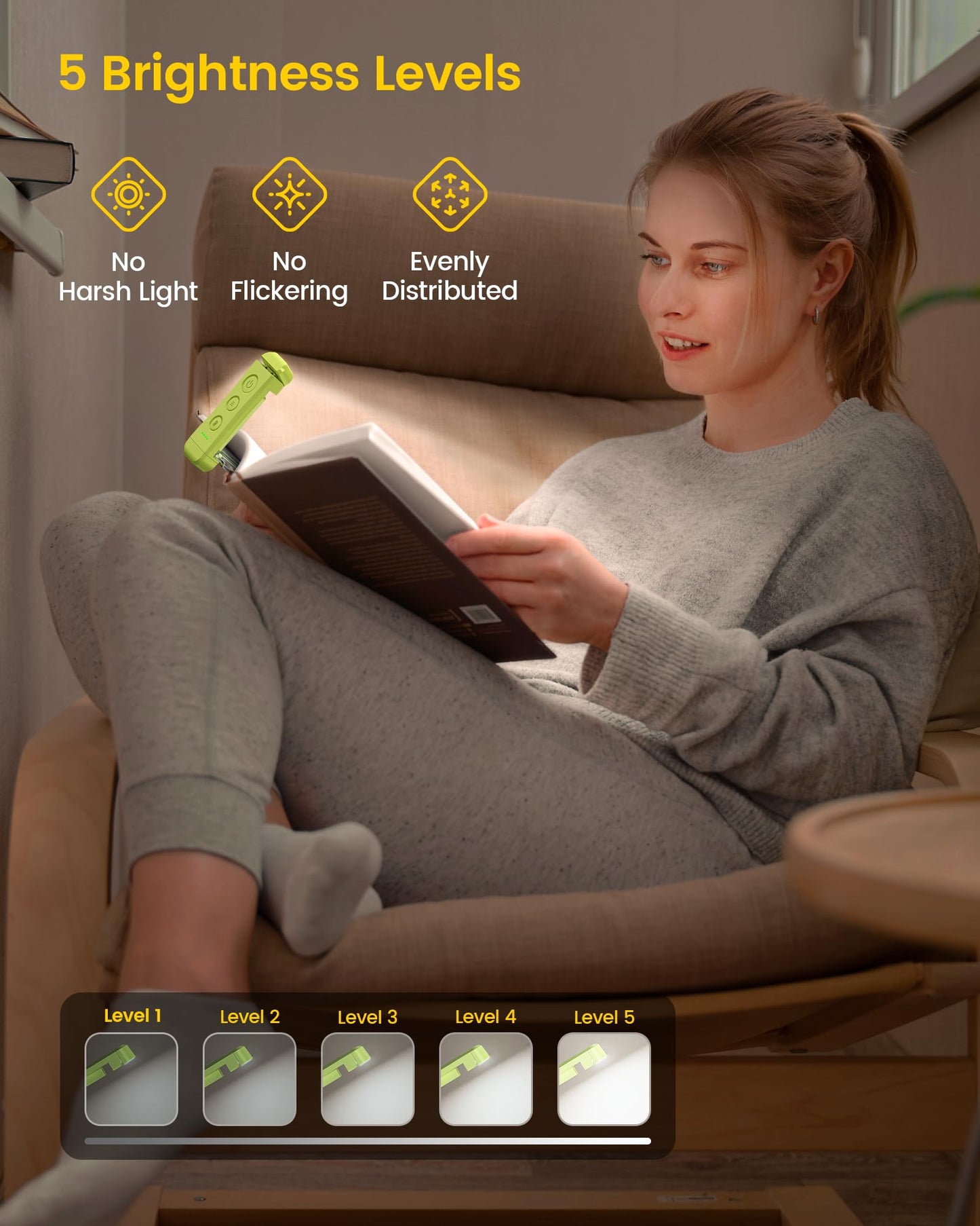 USB Rechargeable Book Light in 7 Bright Colours