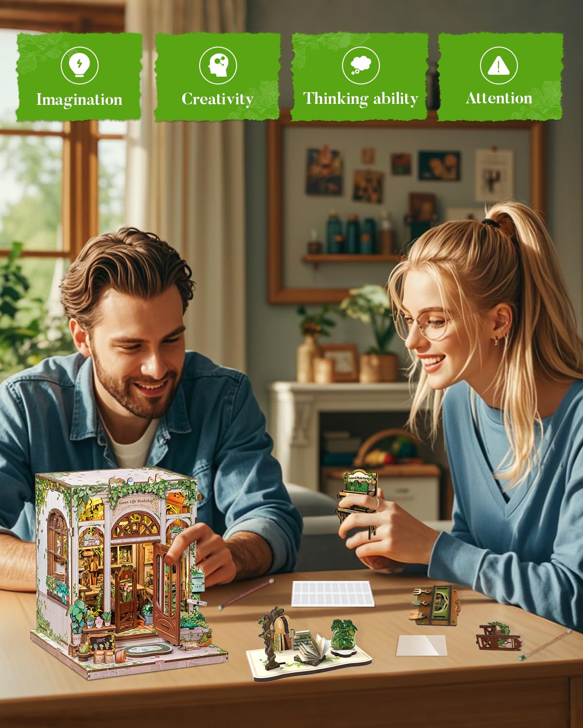 Cutefun Book Nook Kit, DIY Miniature House Kit for Adults, 3D Wooden Puzzle Mini House Building Kit with LED, Dollhouse Kit Bookshelf Insert Decor Creative Gifts for Teens (The Astrology Bookshop)