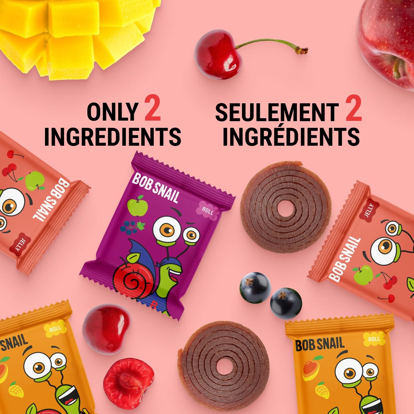 Bob Snail Fruit Roll Ups – Healthy Sweets Snacks, Real Dried Fruits, No Added Sugar, Vegan, Nut Free, Candy for Adults, Kids, with Blueberry, Raspberry, Strawberry – Bulk gift Box 80 pcs Rolls, 800g