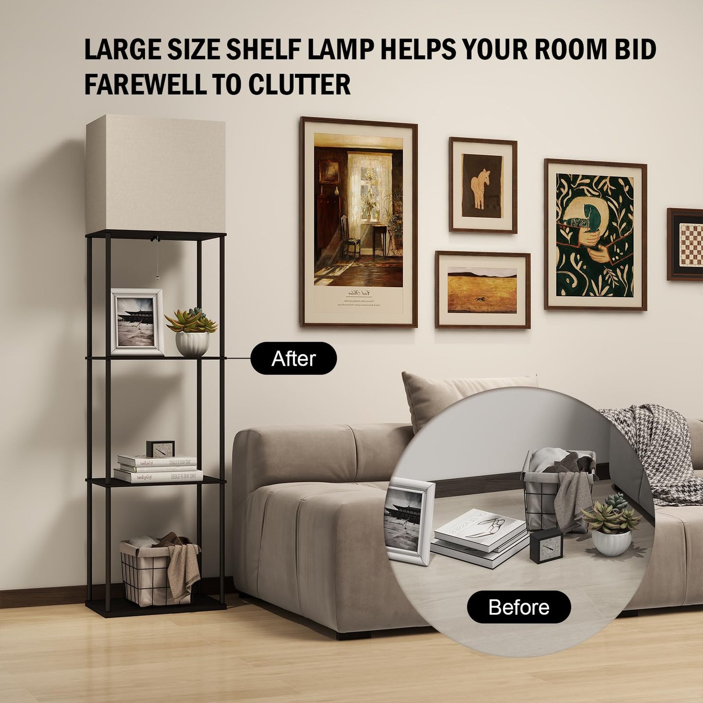 App-Controlled Smart Lightbulb Bookshelf Floor Lamp