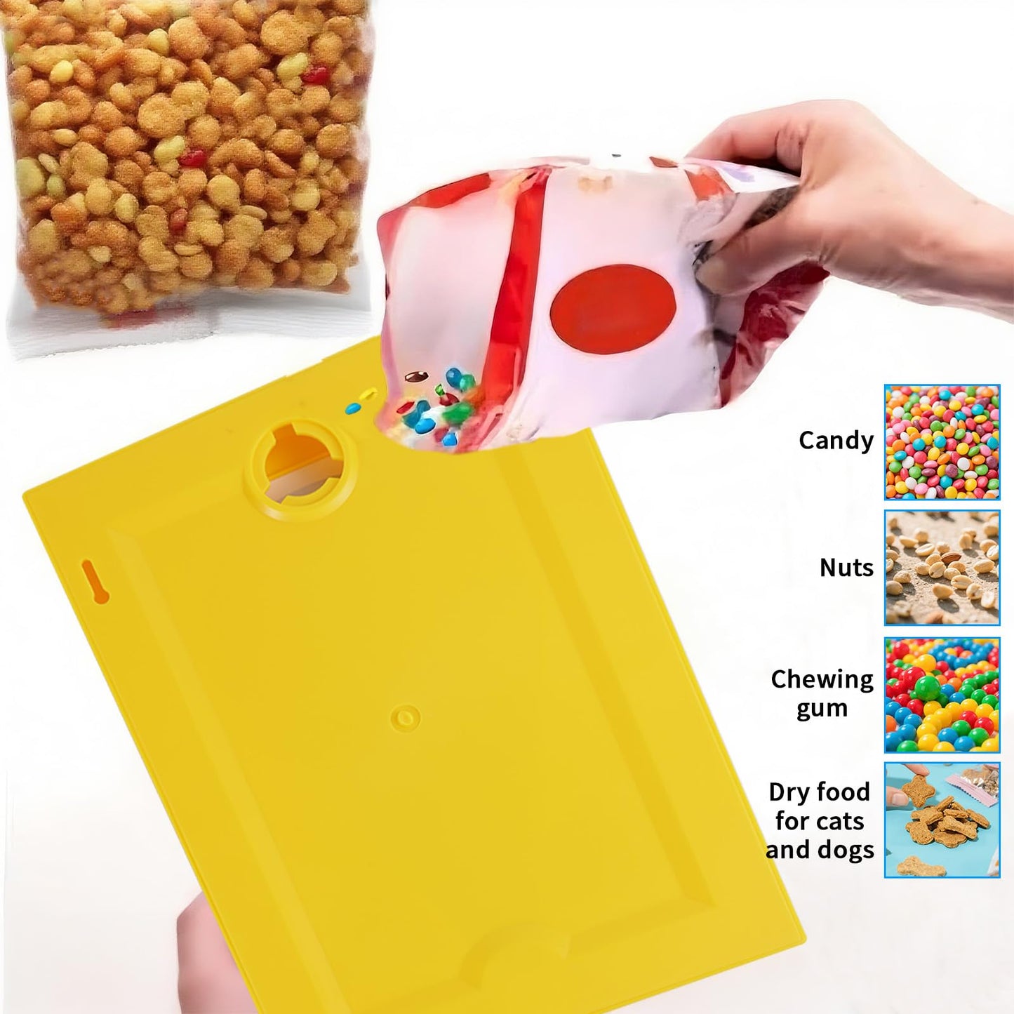 Candy Dispenser Picture Frame, Wall Mount Gumball Machine Creative Handy Candy Dispenser for Desk Countertop Adults & Children Room Decorative Sweet Display (Yellow)