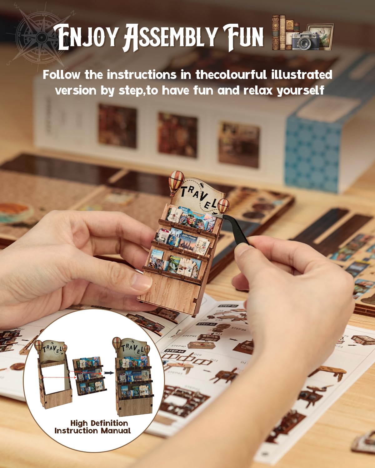 Cutefun Book Nook Kit, DIY Miniature House Kit for Adults, 3D Wooden Puzzle Mini House Building Kit with LED, Dollhouse Kit Bookshelf Insert Decor Creative Gifts for Teens (The Astrology Bookshop)