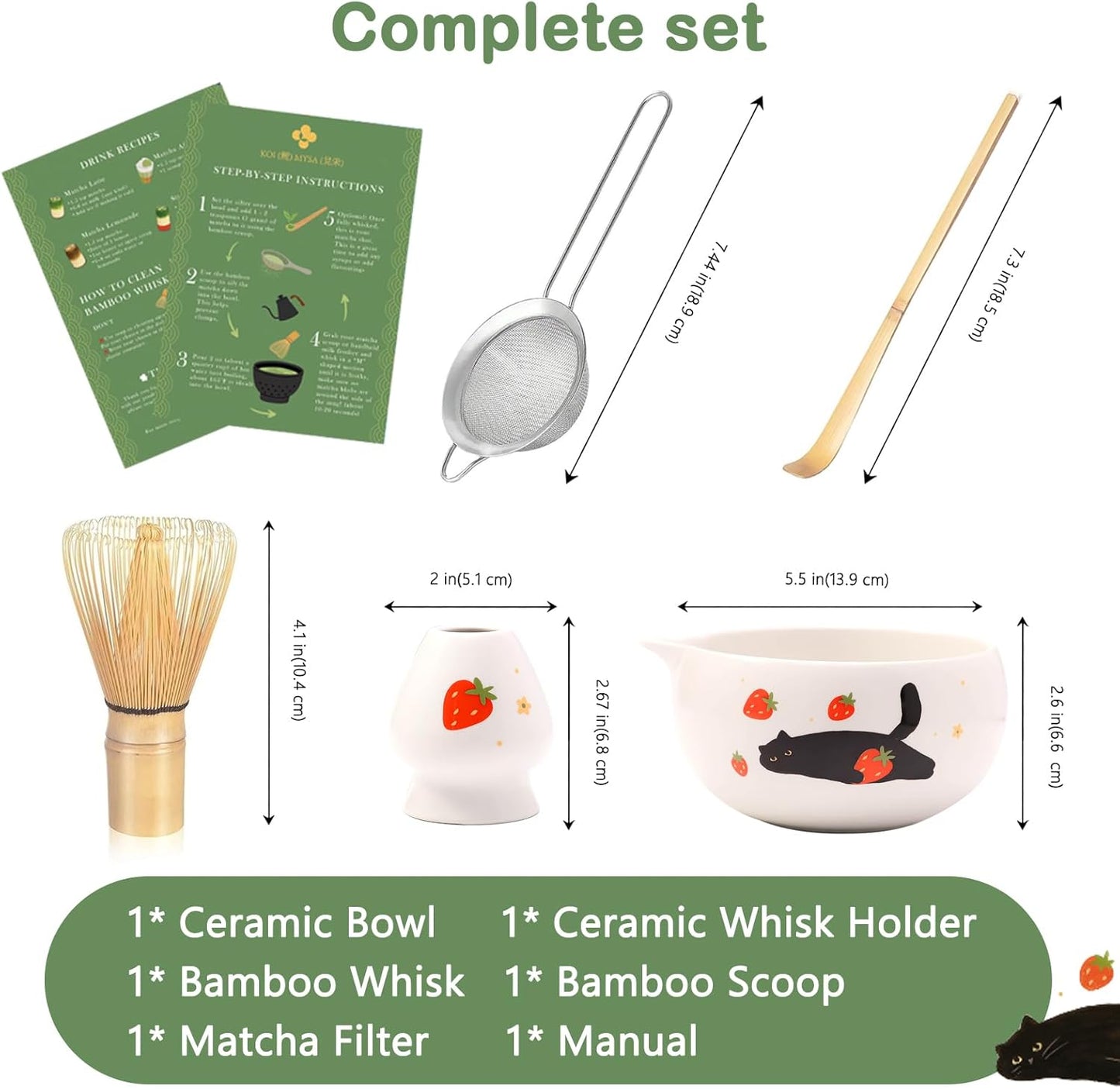 Coffret à Matcha Japonais Traditionnel 5 Pièces - 5 Motifs au Choix