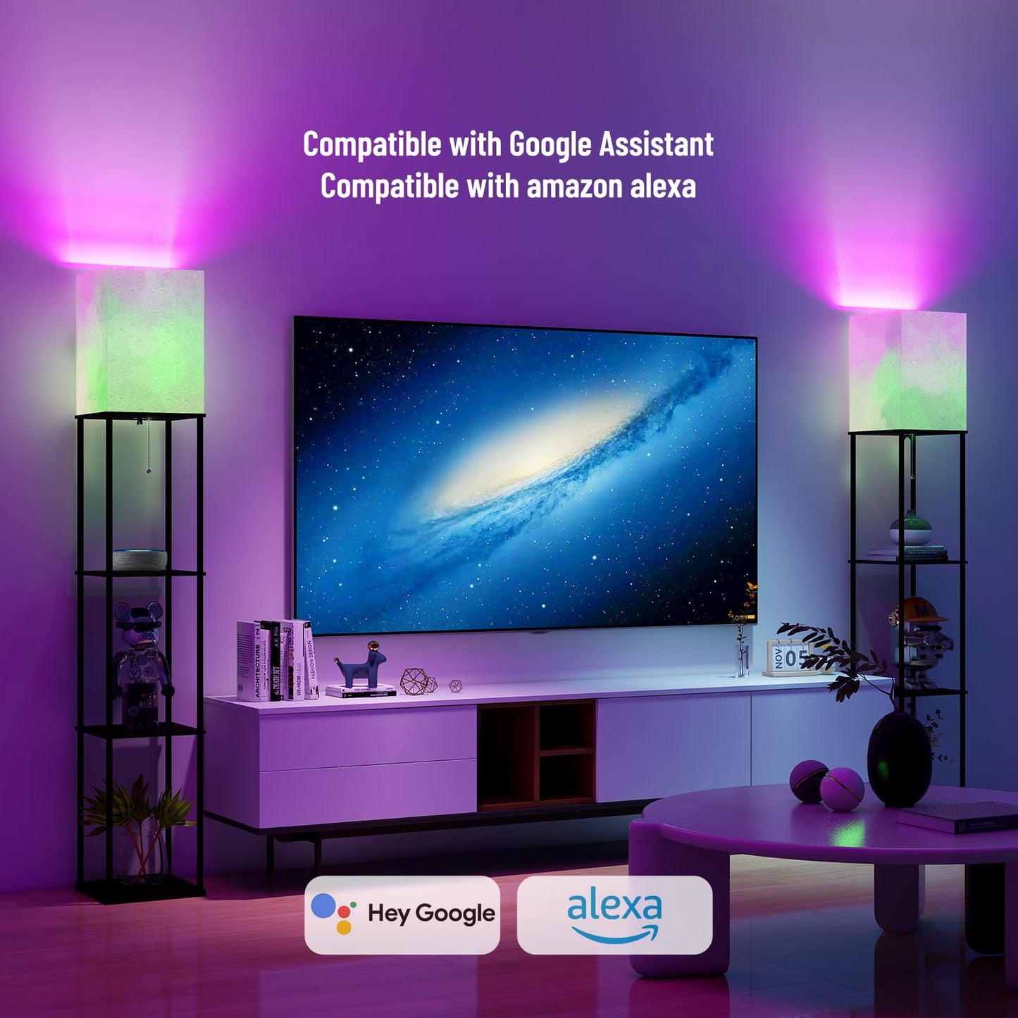 App-Controlled Smart Lightbulb Bookshelf Floor Lamp