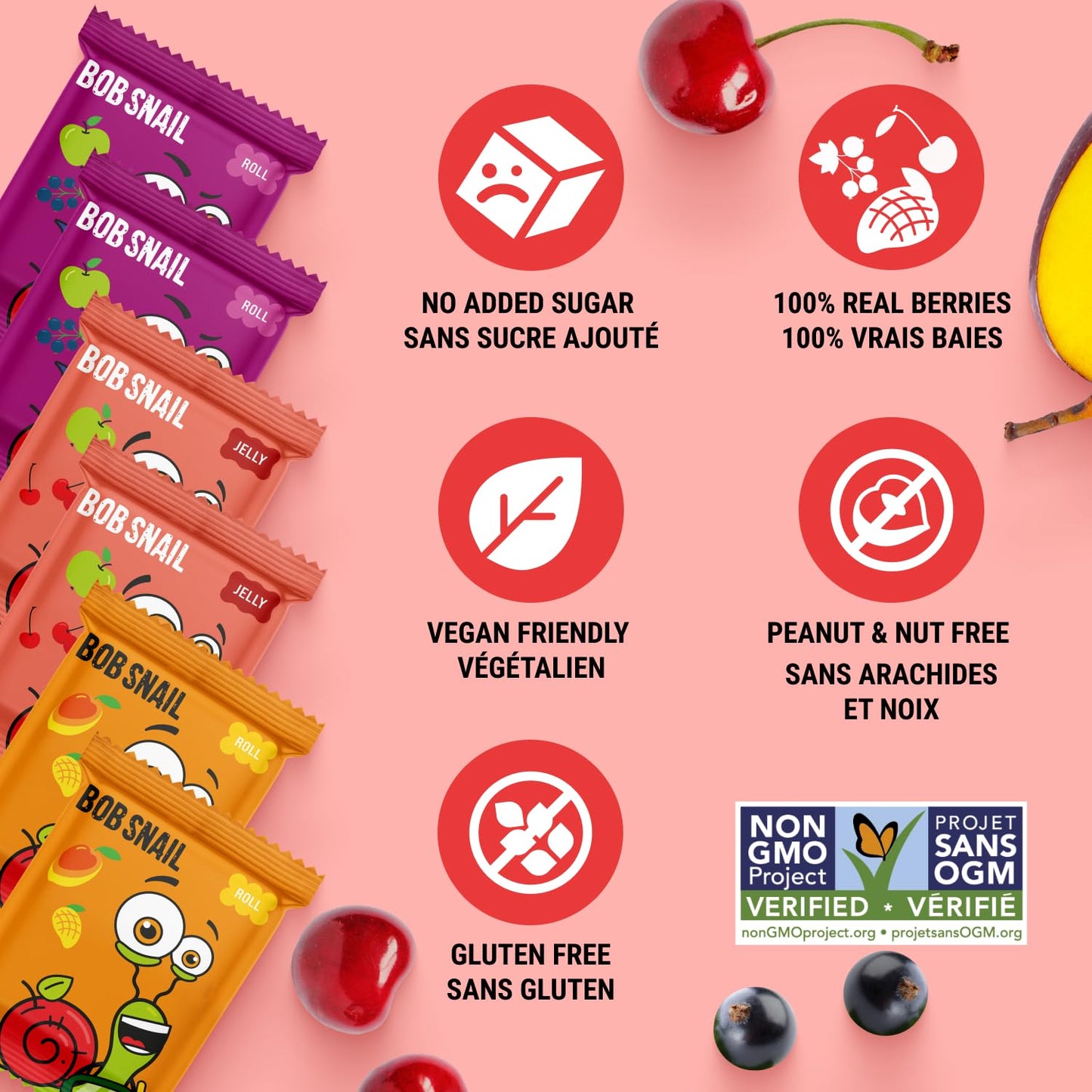 Bob Snail Fruit Roll Ups – Healthy Sweets Snacks, Real Dried Fruits, No Added Sugar, Vegan, Nut Free, Candy for Adults, Kids, with Blueberry, Raspberry, Strawberry – Bulk gift Box 80 pcs Rolls, 800g