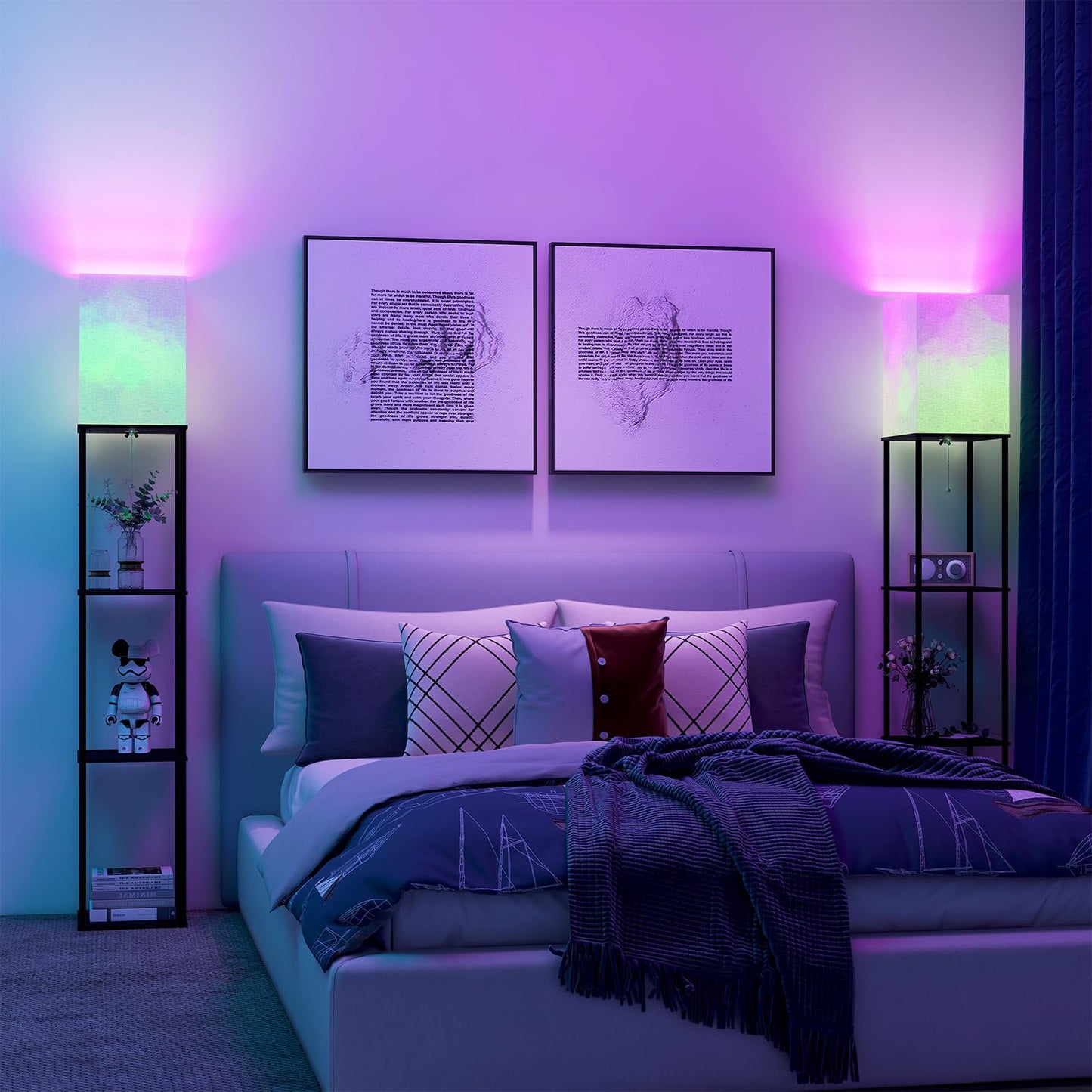 App-Controlled Smart Lightbulb Bookshelf Floor Lamp