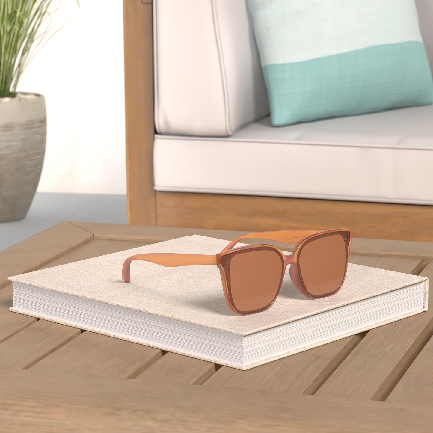 FEISEDY Lunettes de soleil polarisées carrées surdimensionnées rétro pour femmes et hommes, style minimaliste B2600