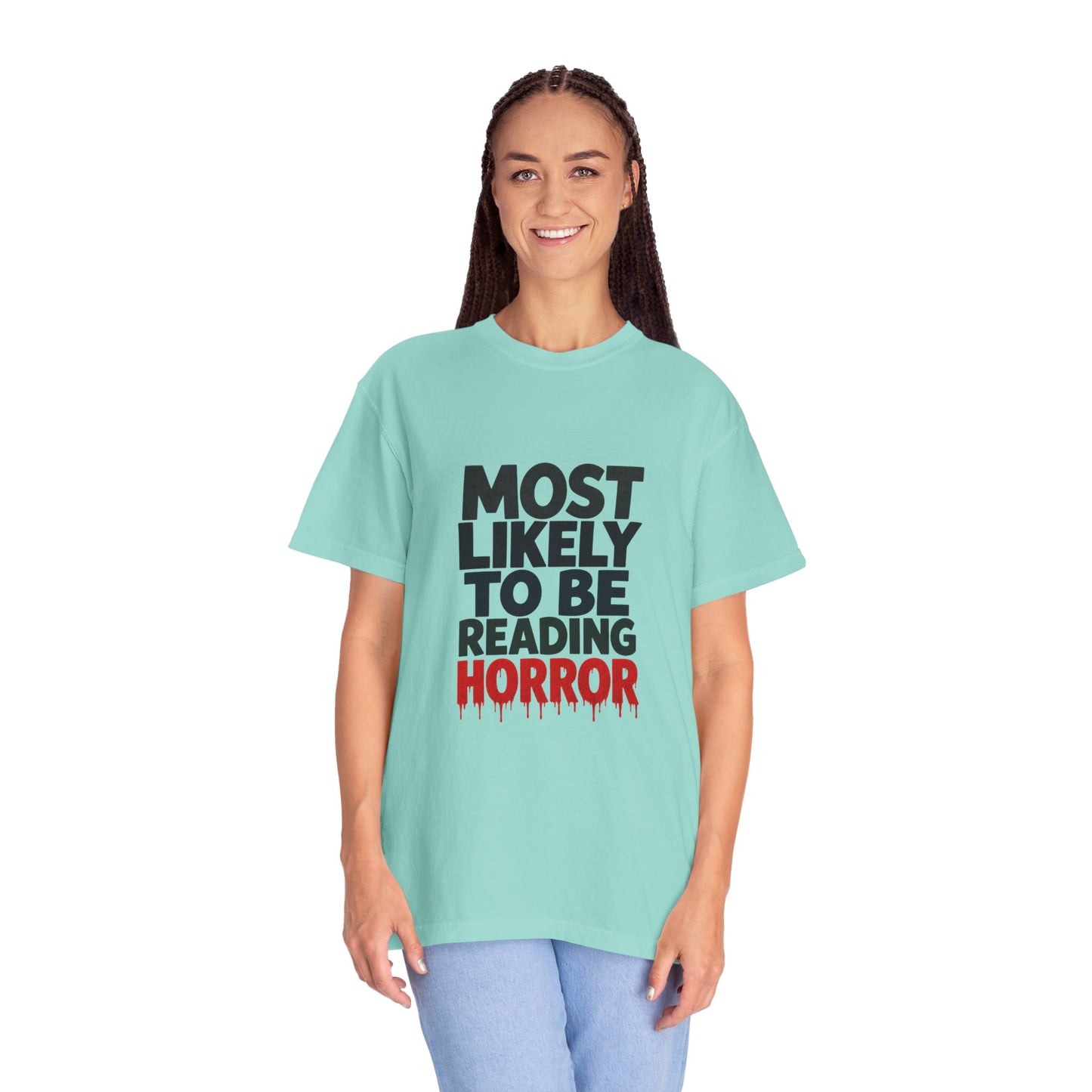 Horror Reader T-Shirt — "Most Likely to Be Reading Horror" Graphic Tee