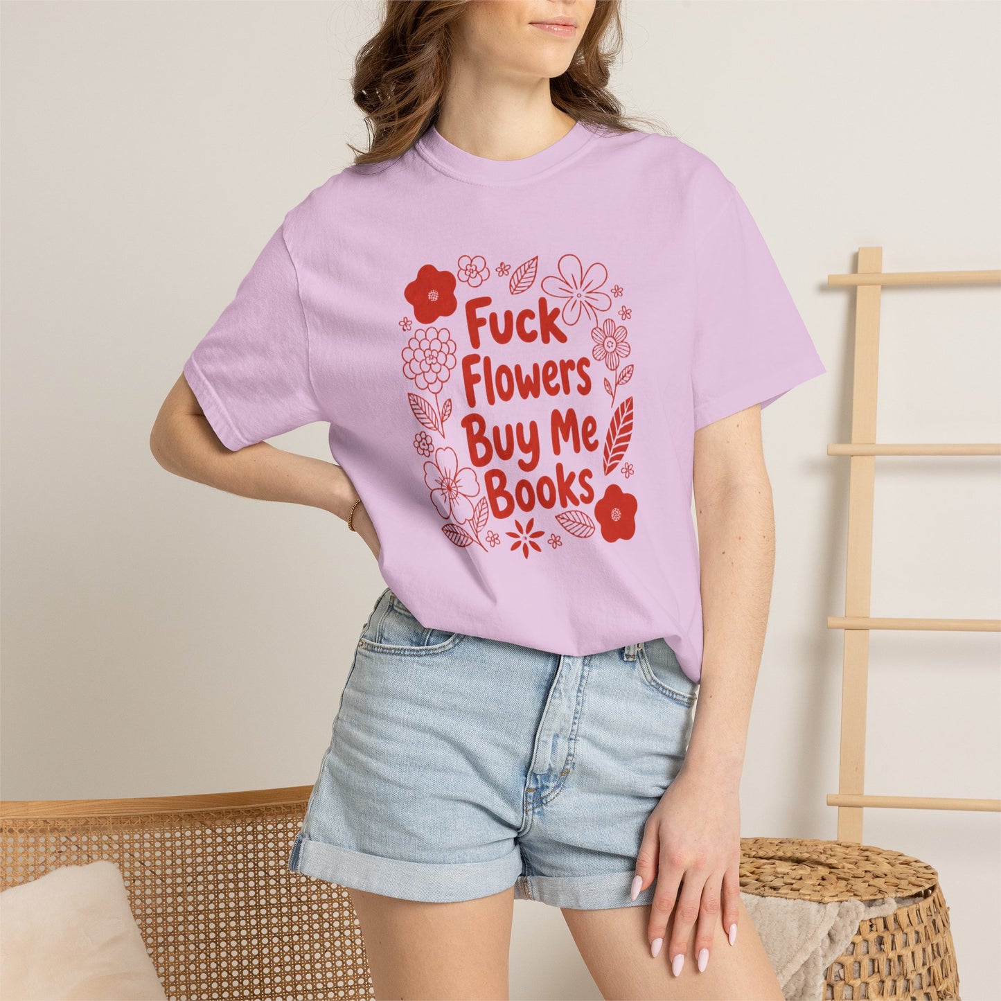 “Fuck Flowers Buy Me Books” Floral Graphic Tee