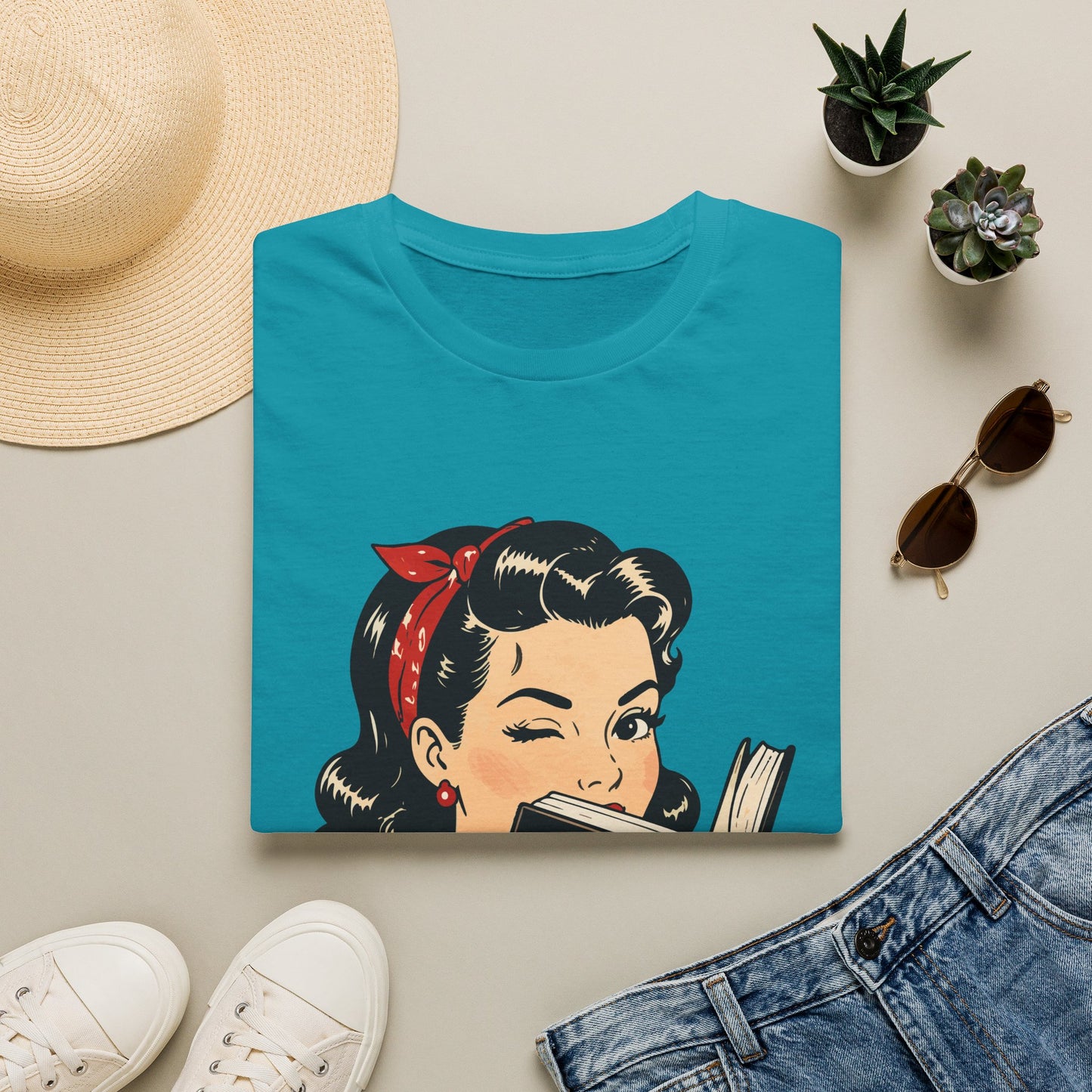 Lightweight Fabric - Vintage Pin-up Reading Tee — "Smutty Content" Graphic T-Shirt