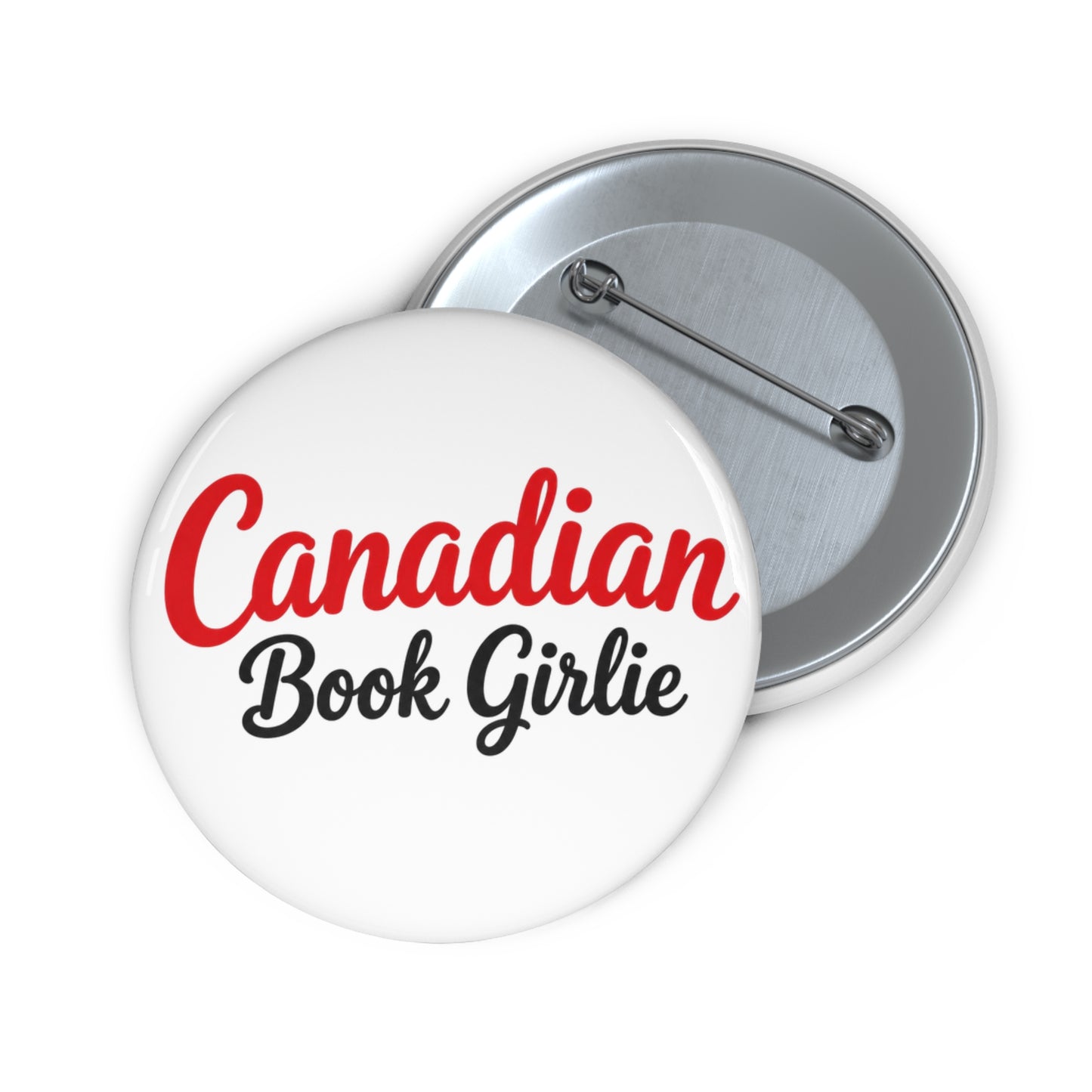 Pin Button — "Canadian Book Girlie" Book Lover Badge