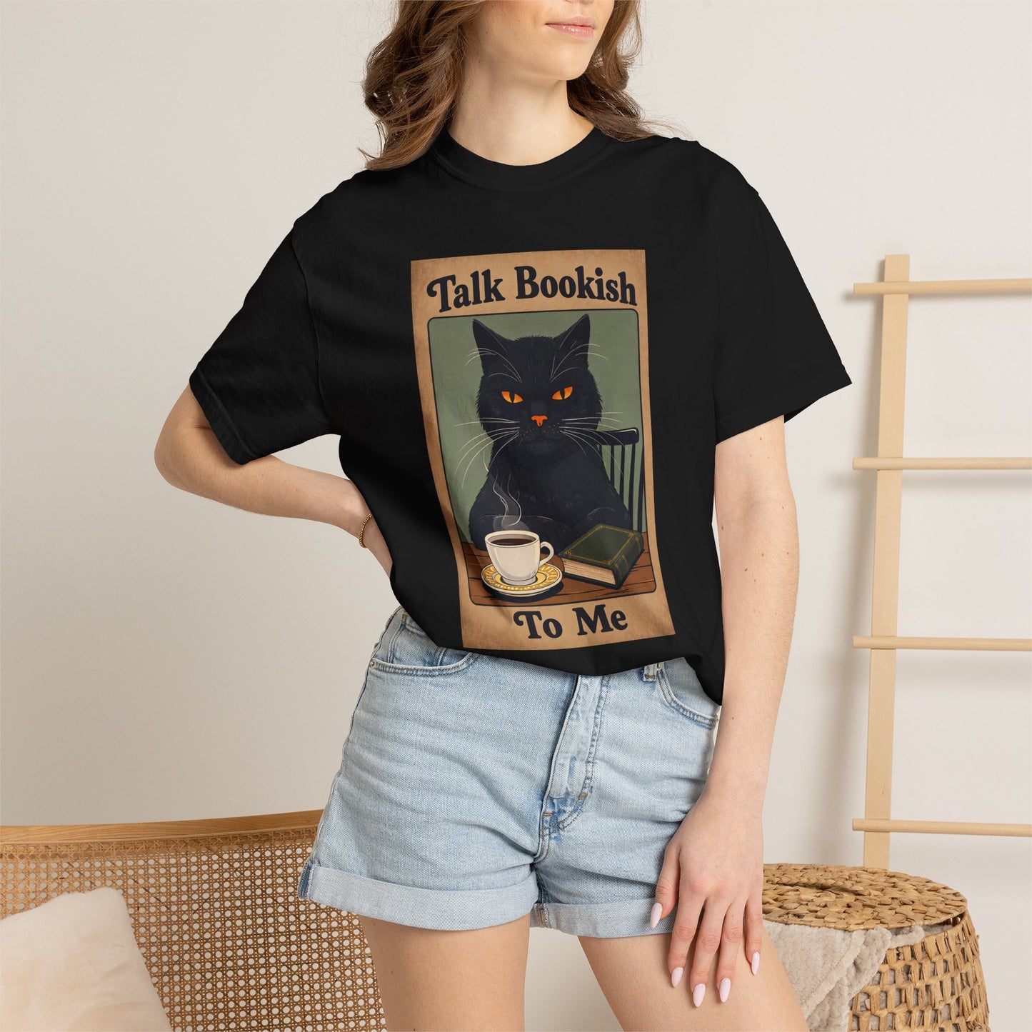 "Talk Bookish To Me" Cat T-Shirt