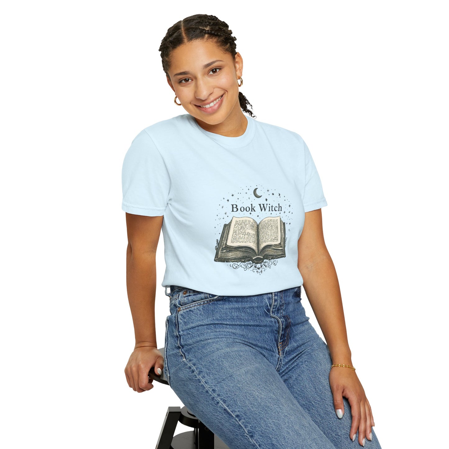 "Book Witch" T-Shirt — Vintage Open Spellbook Design for Readers & Witches