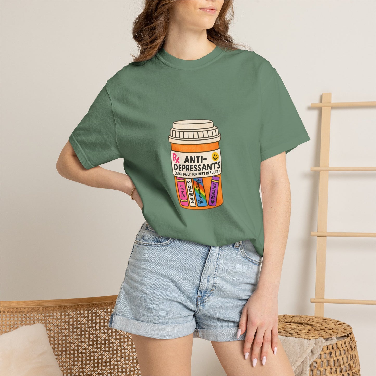 T-Shirt — "Anti-Depressants" Coffee & Books Graphic Tee