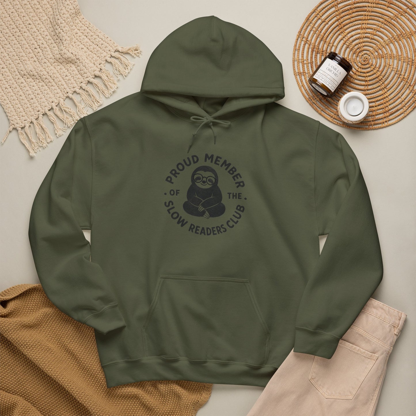 "Proud Member of the Slow Readers Club" Sloth Reading Hoodie